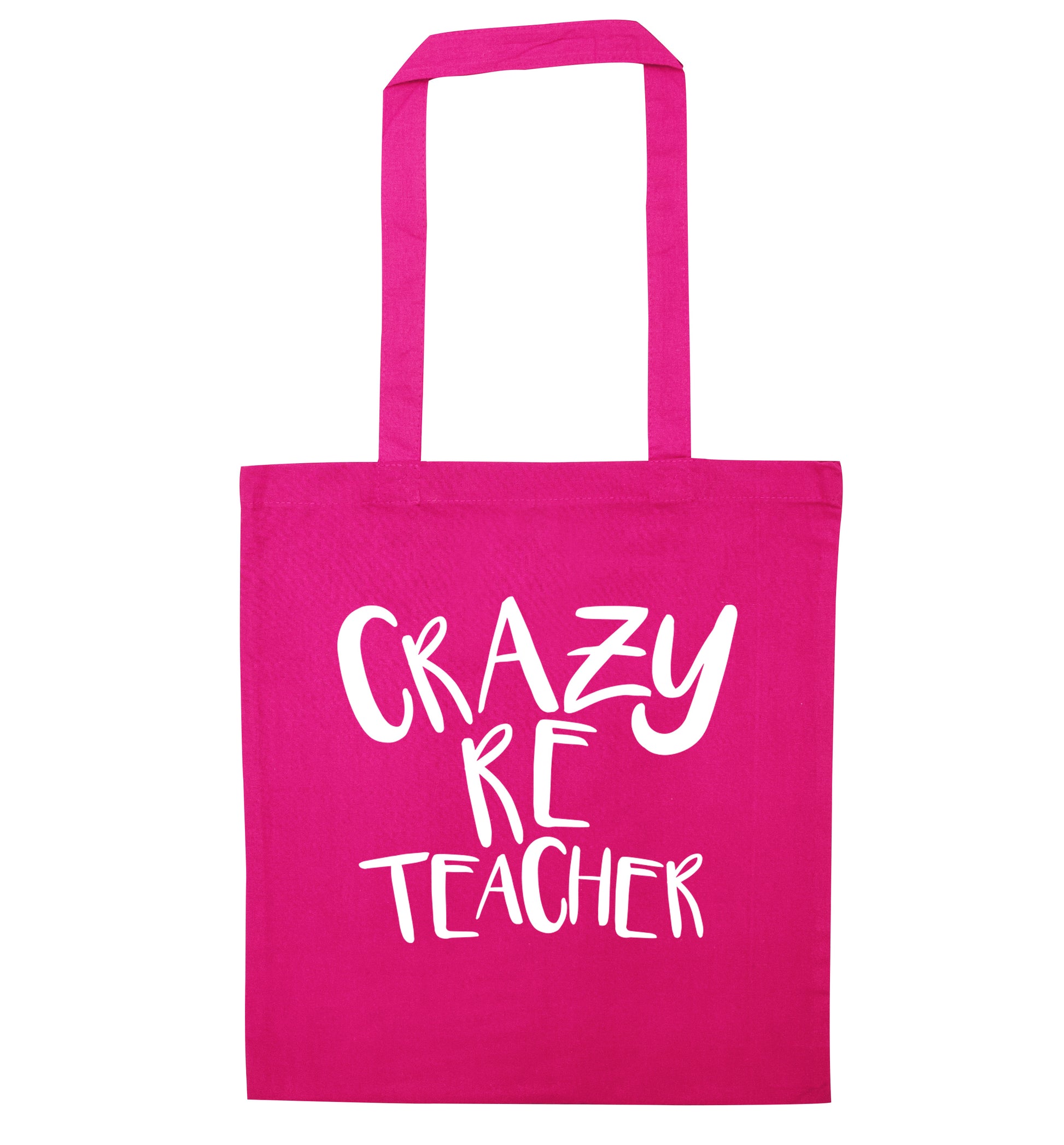 Crazy RE teacher pink tote bag