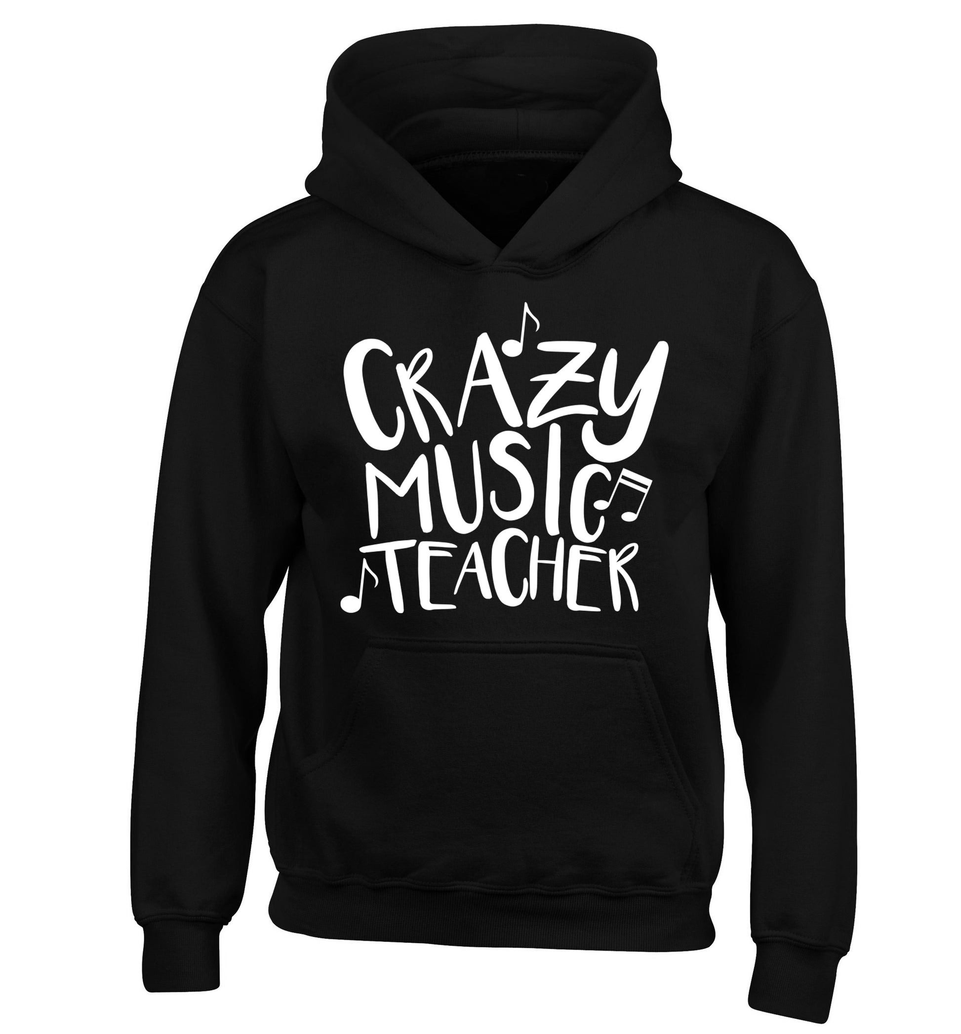 Crazy music teacher children's black hoodie 12-13 Years