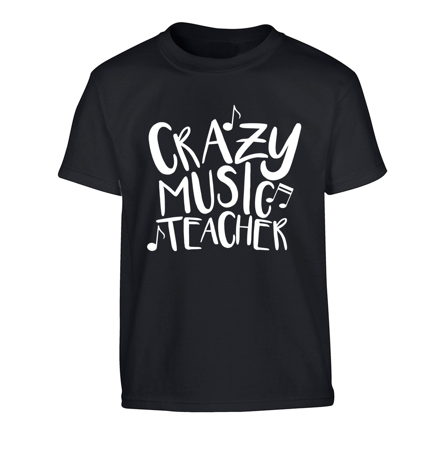 Crazy music teacher Children's black Tshirt 12-13 Years