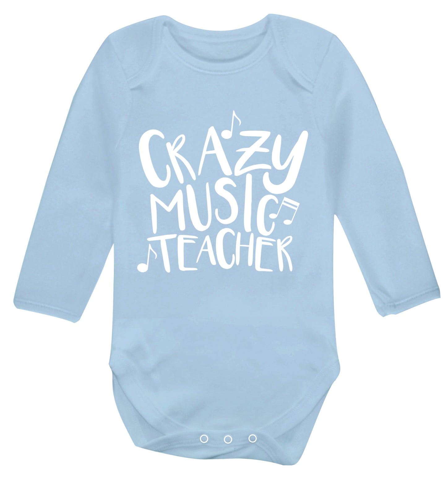 Crazy music teacher Baby Vest long sleeved pale blue 6-12 months