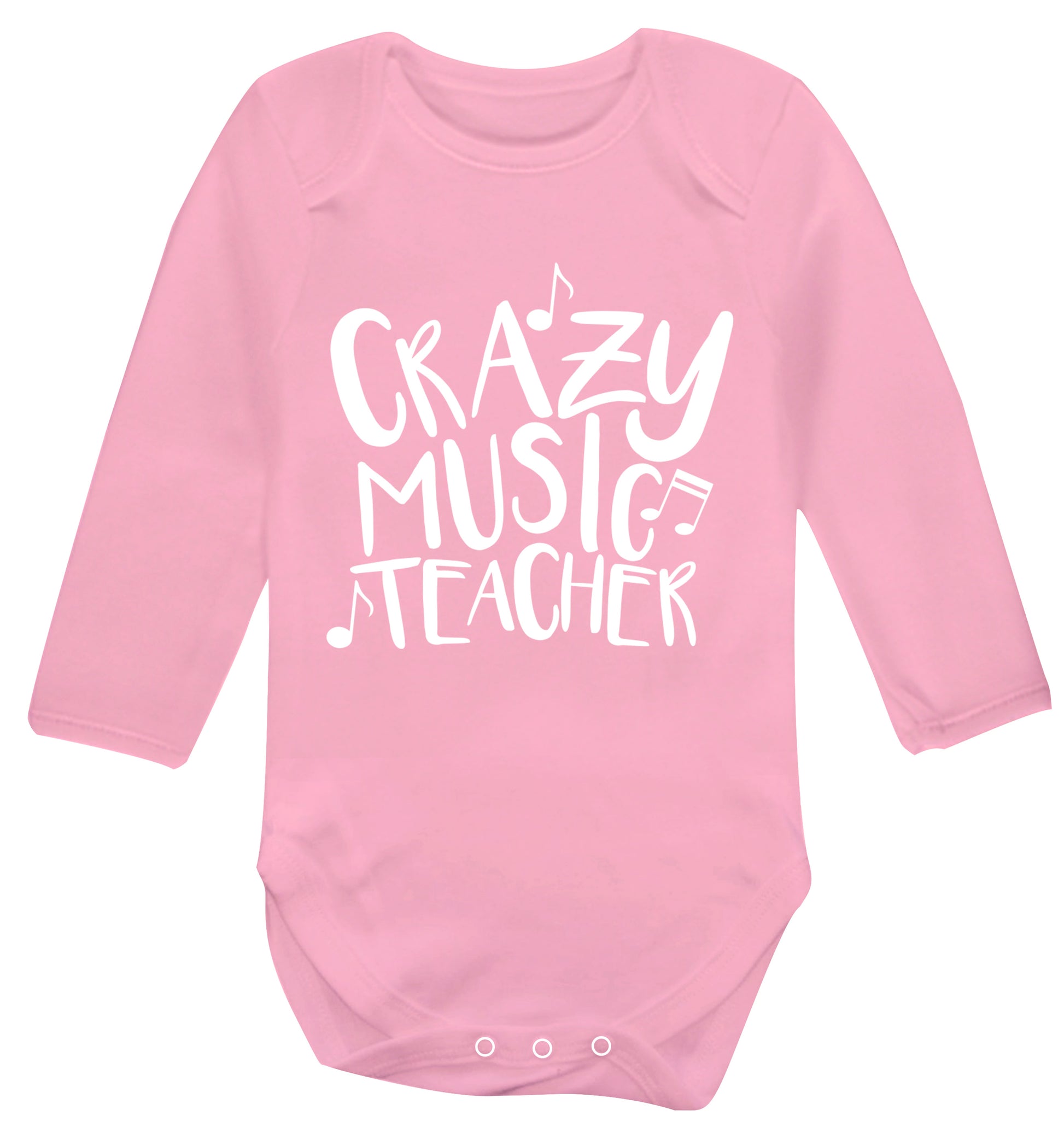 Crazy music teacher Baby Vest long sleeved pale pink 6-12 months