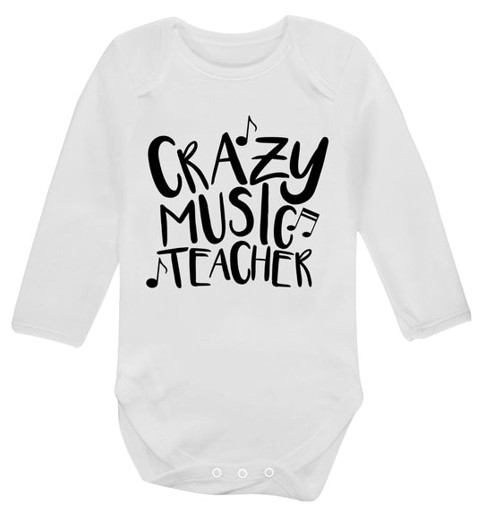 Crazy music teacher Baby Vest long sleeved white 6-12 months