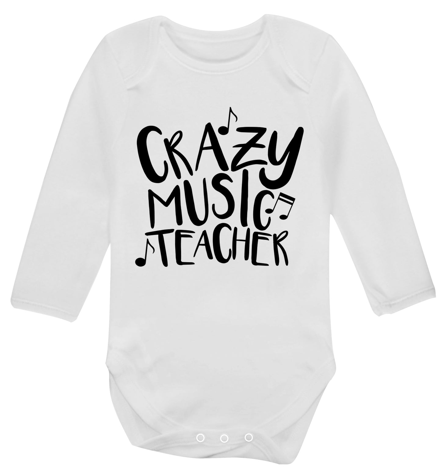 Crazy music teacher Baby Vest long sleeved white 6-12 months