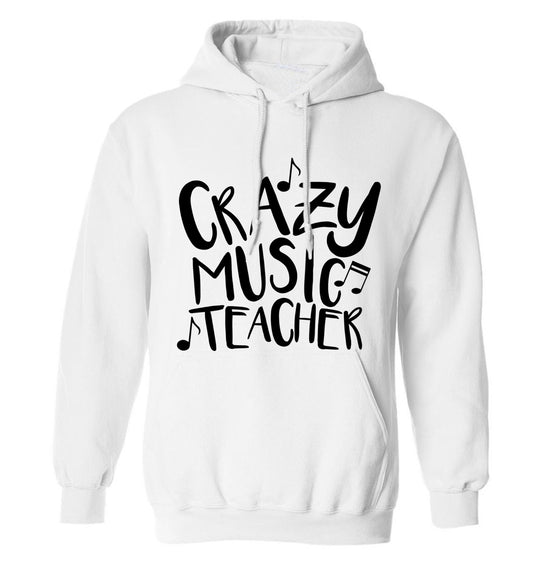 Crazy music teacher adults unisex white hoodie 2XL