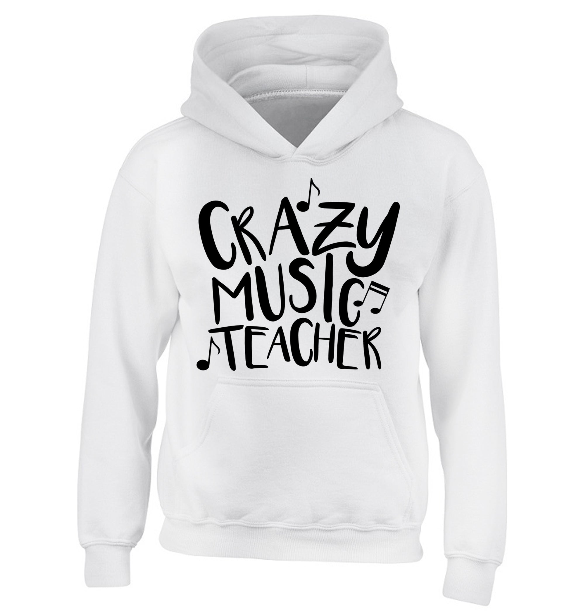 Crazy music teacher children's white hoodie 12-13 Years