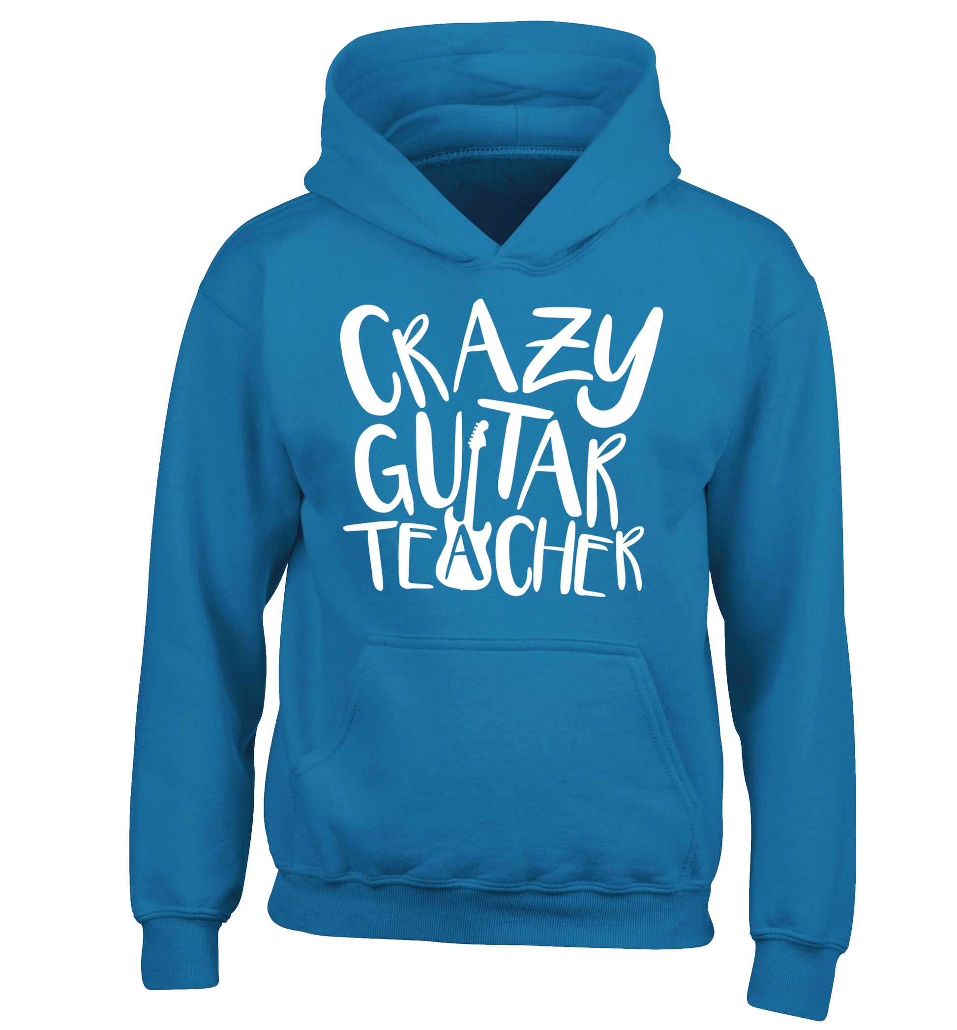 Crazy guitar teacher children's blue hoodie 12-13 Years