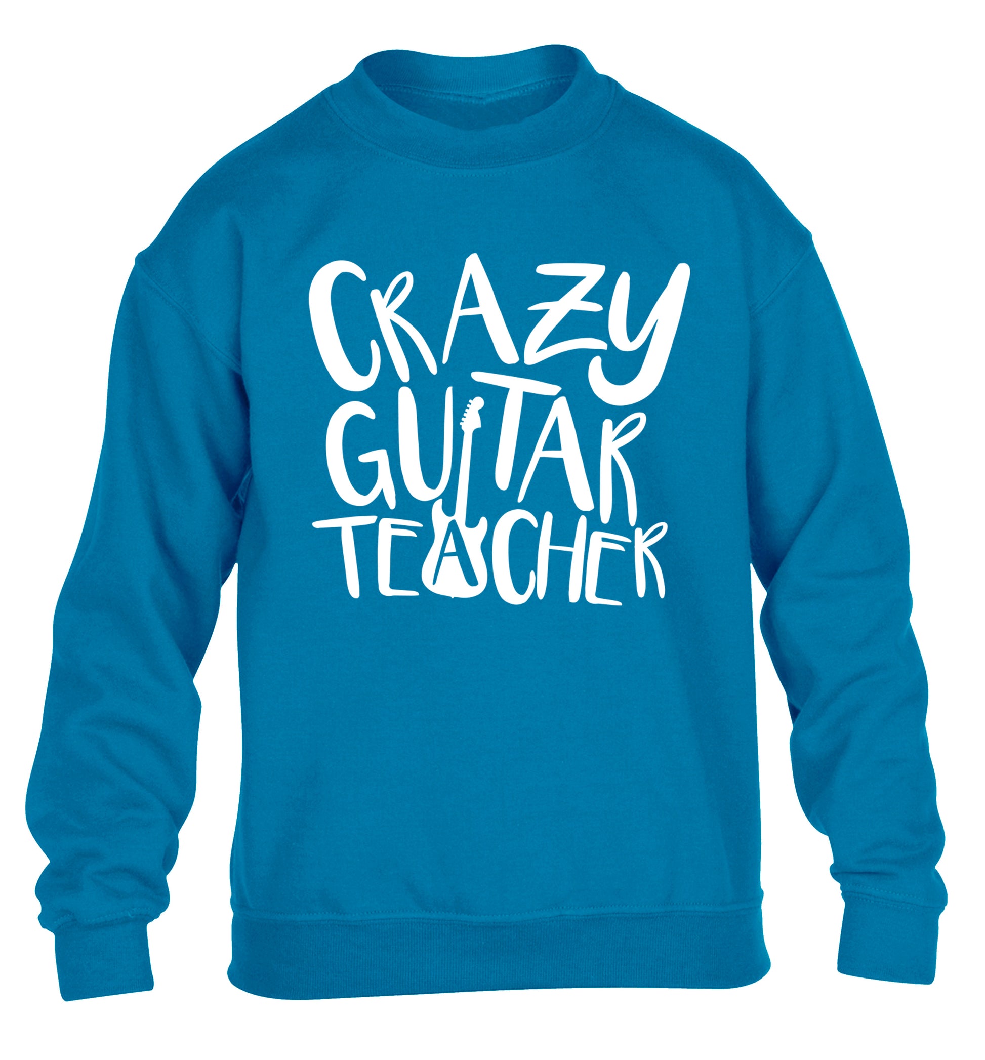 Crazy guitar teacher children's blue sweater 12-13 Years