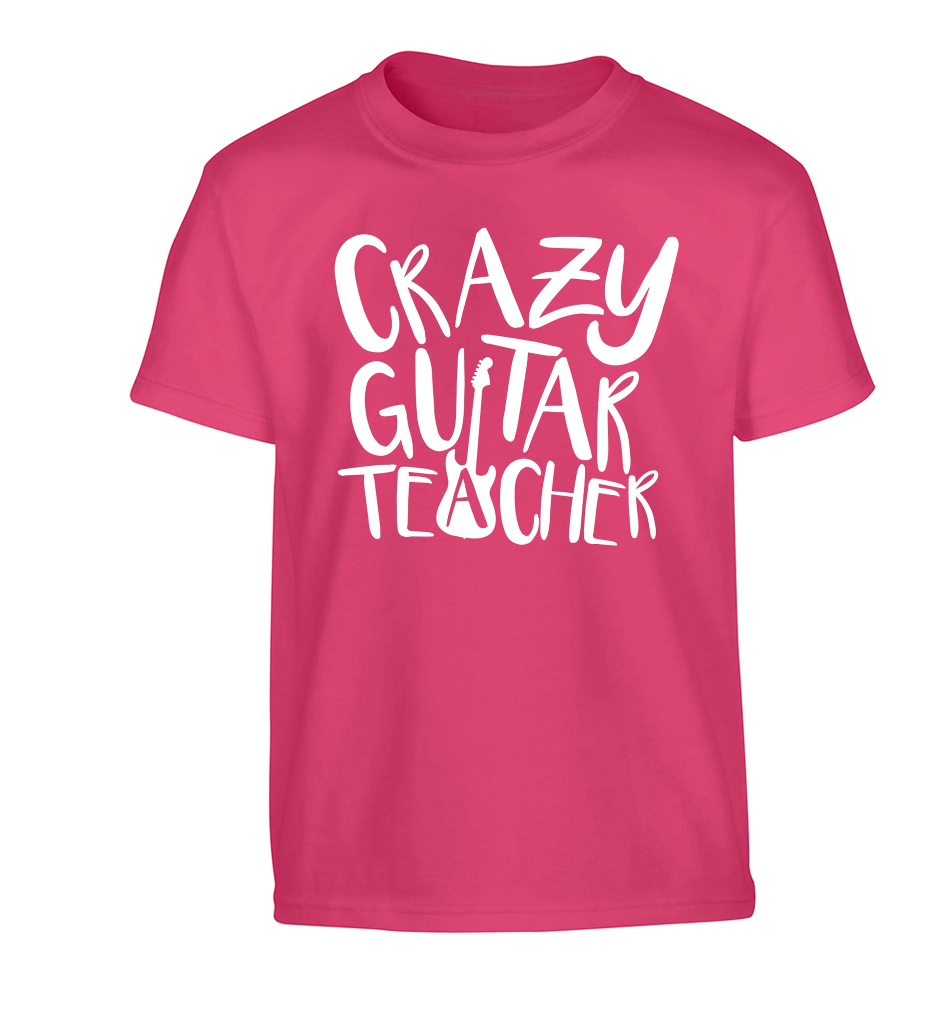 Crazy guitar teacher Children's pink Tshirt 12-13 Years
