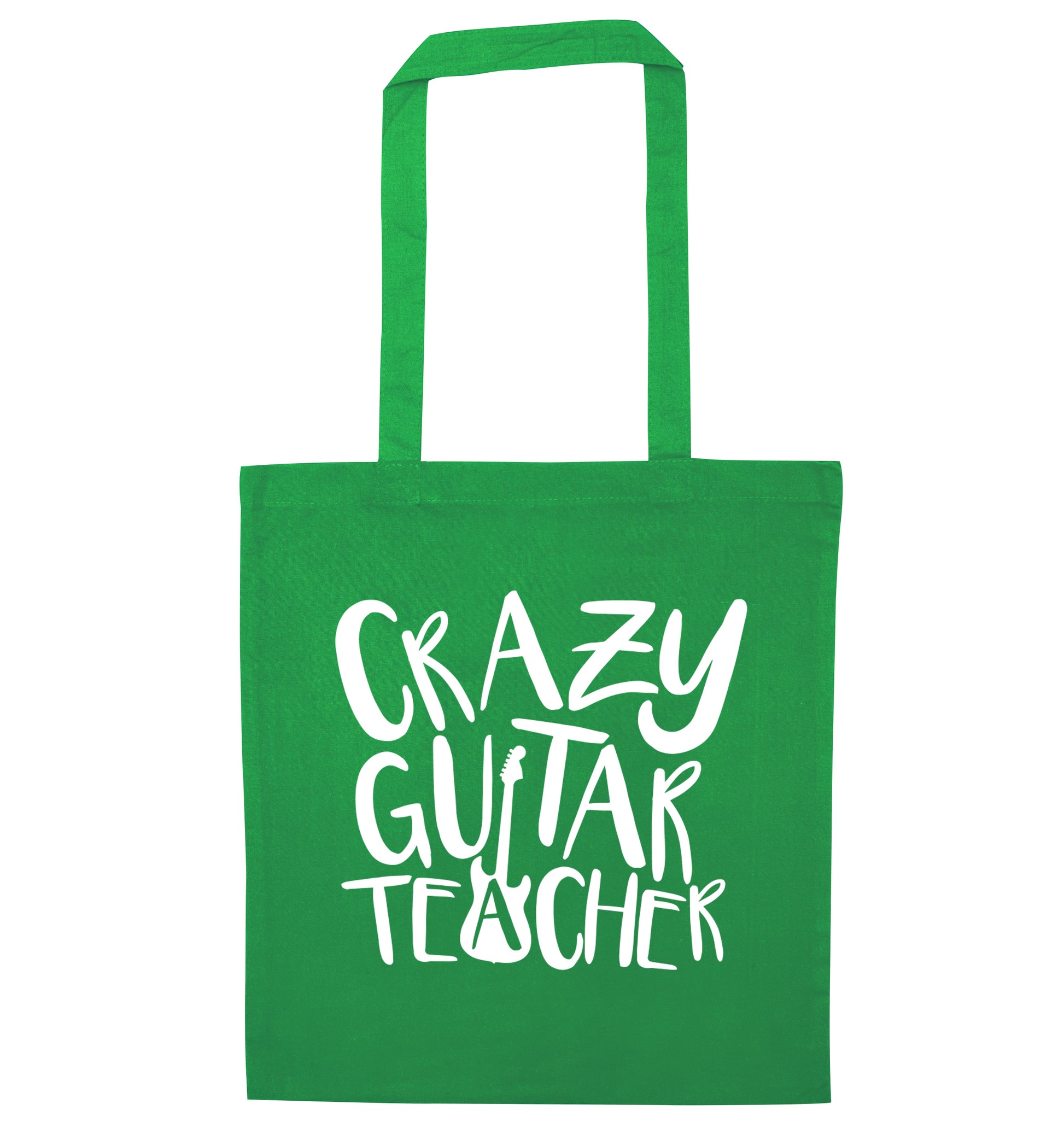 Crazy guitar teacher green tote bag