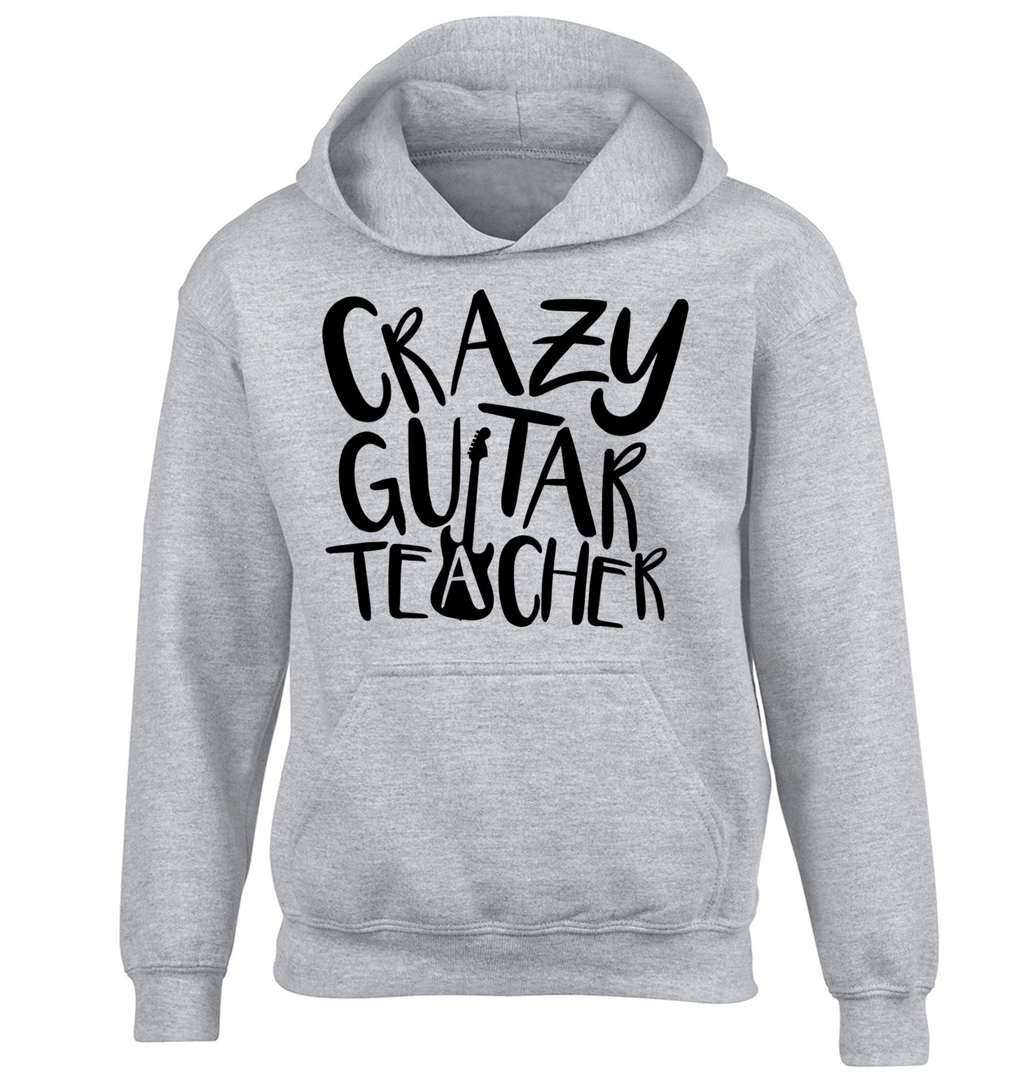 Crazy guitar teacher children's grey hoodie 12-13 Years