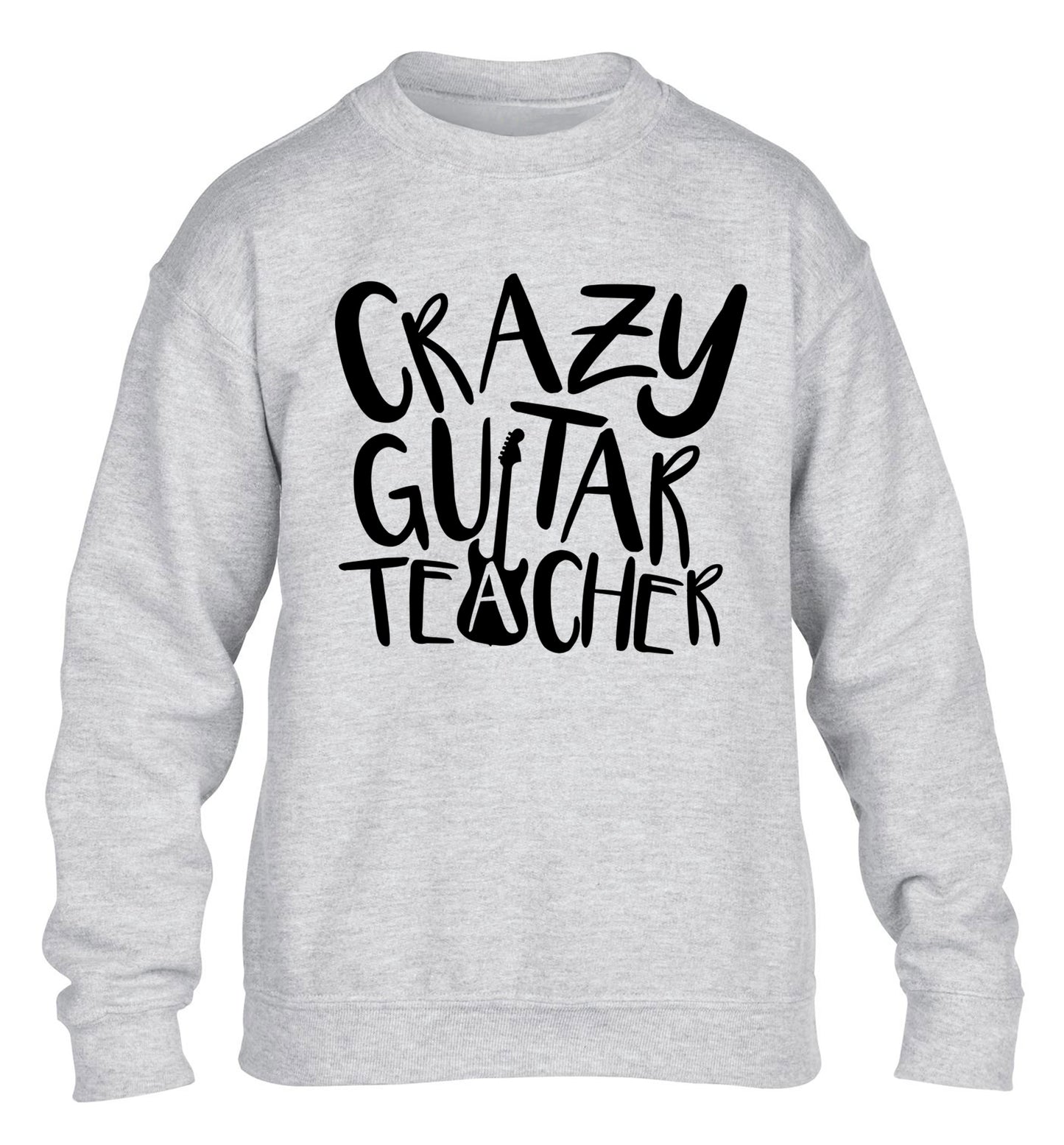 Crazy guitar teacher children's grey sweater 12-13 Years