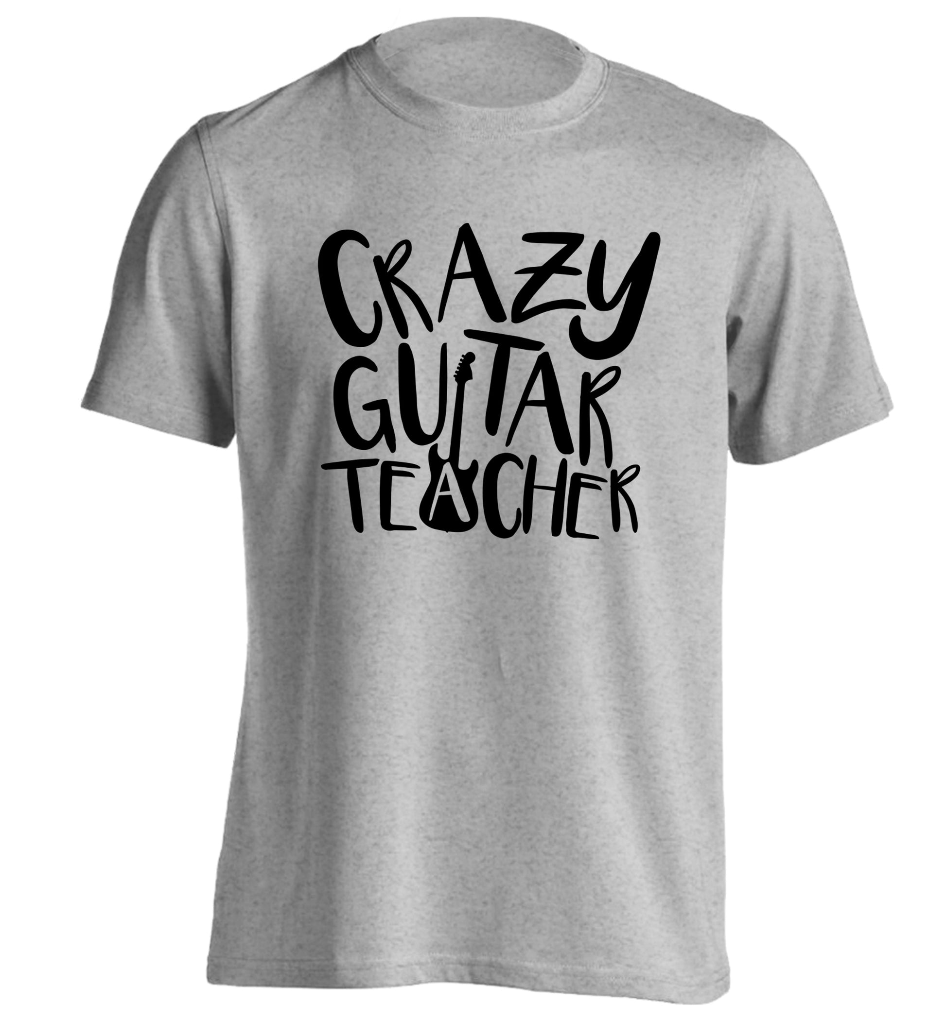 Crazy guitar teacher adults unisex grey Tshirt 2XL