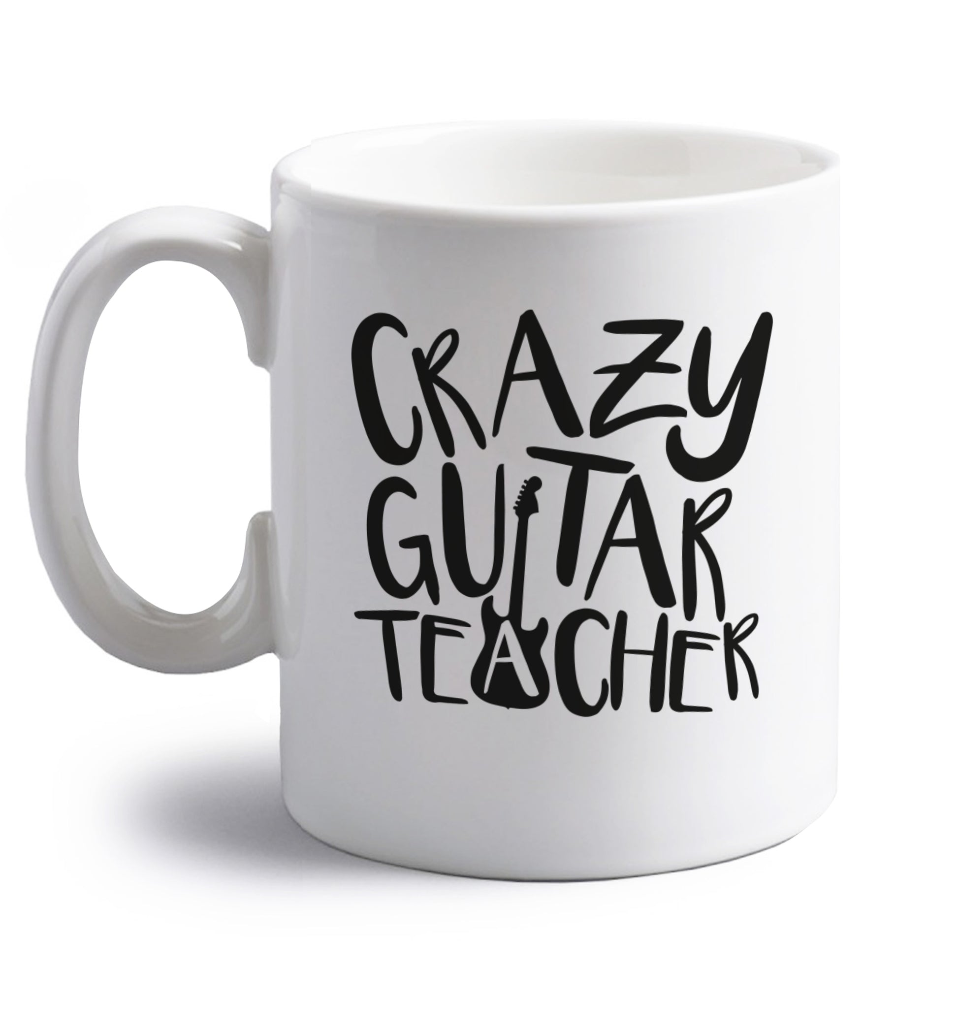 Crazy guitar teacher right handed white ceramic mug 