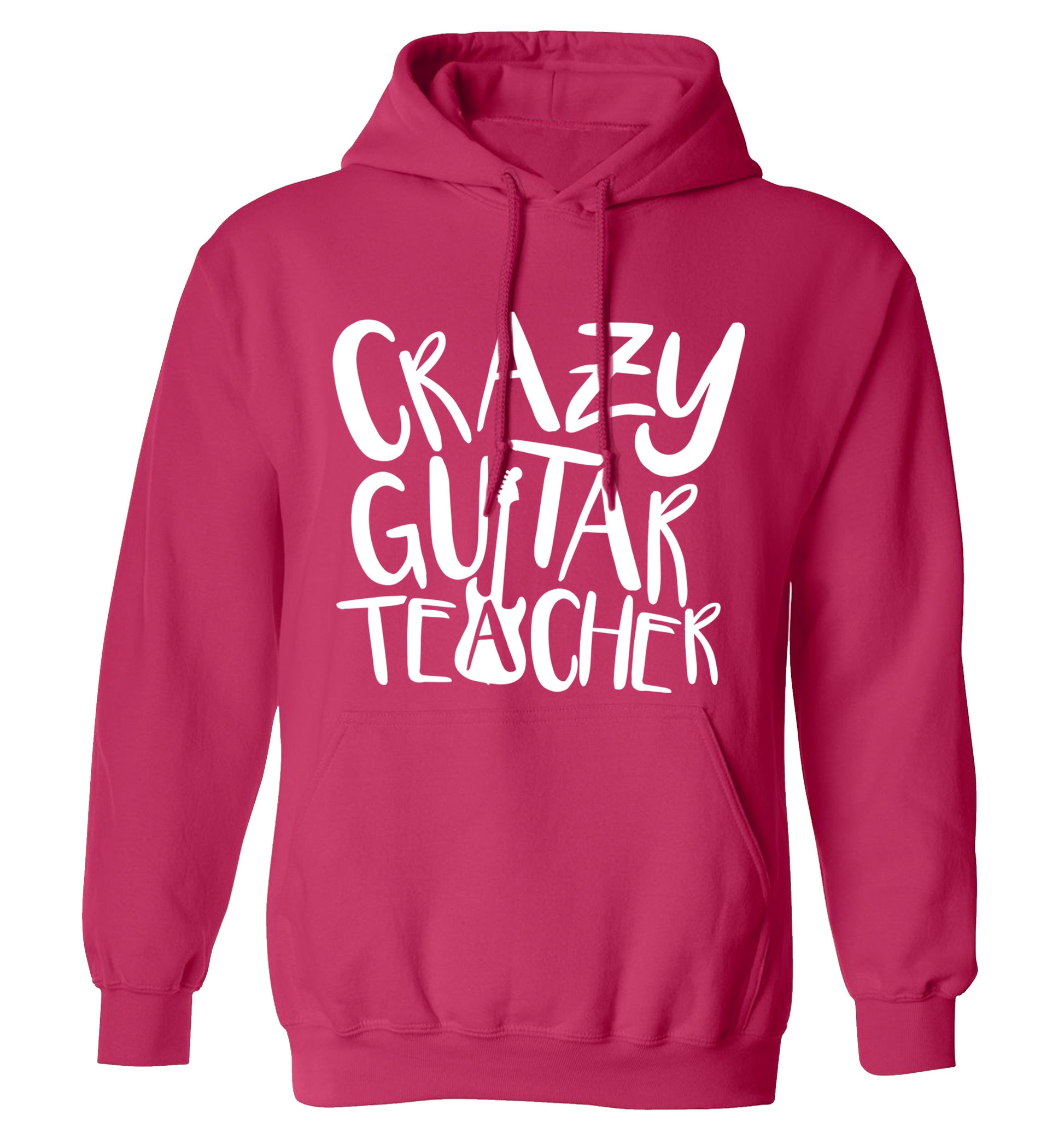 Crazy guitar teacher adults unisex pink hoodie 2XL