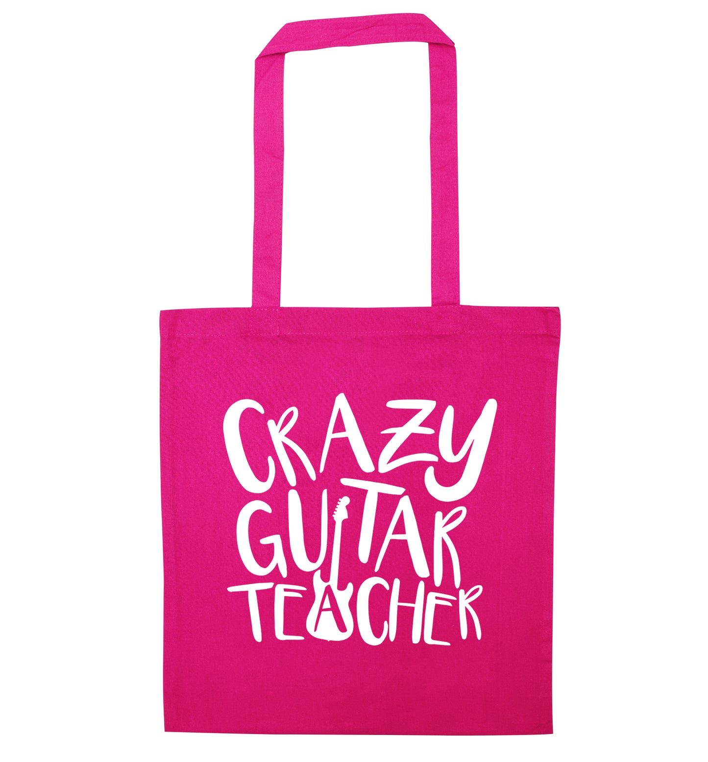Crazy guitar teacher pink tote bag