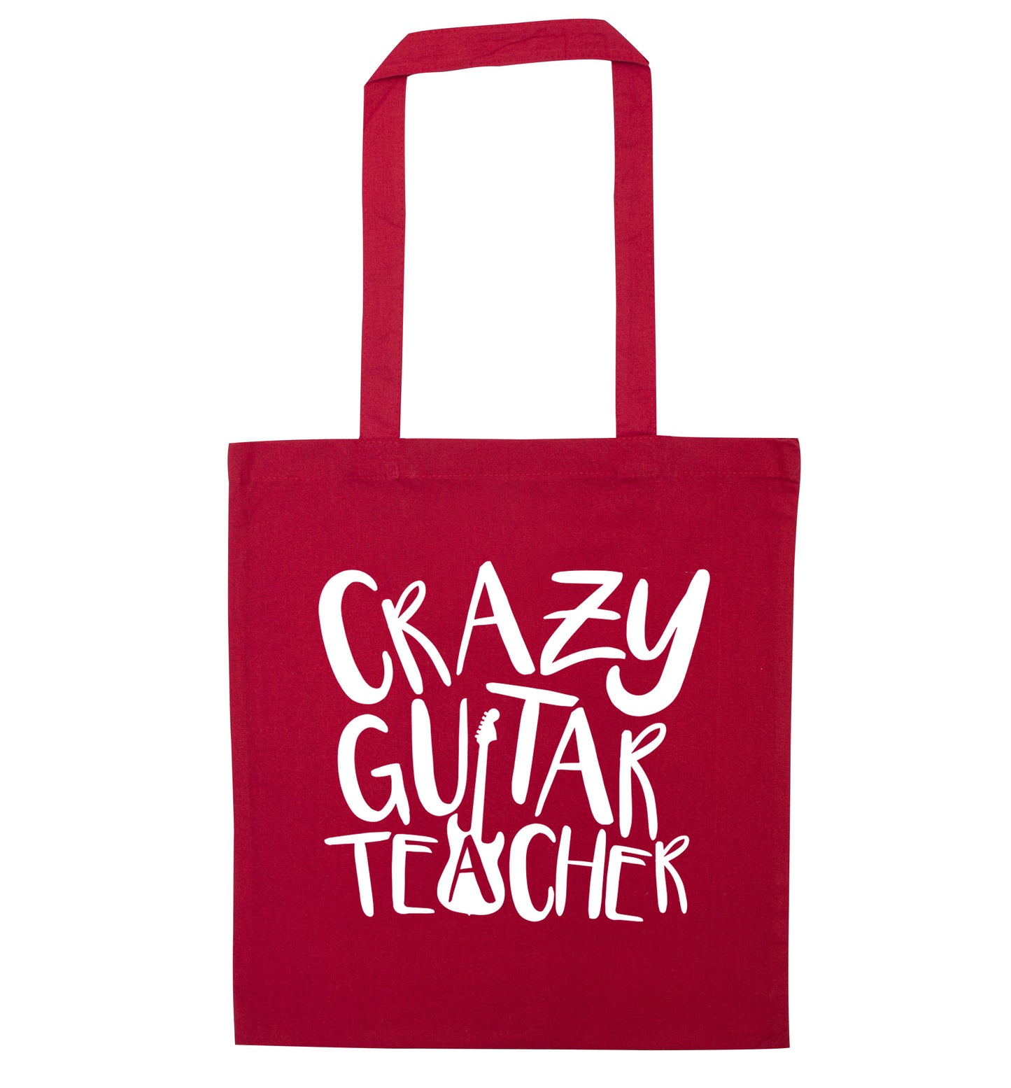 Crazy guitar teacher red tote bag