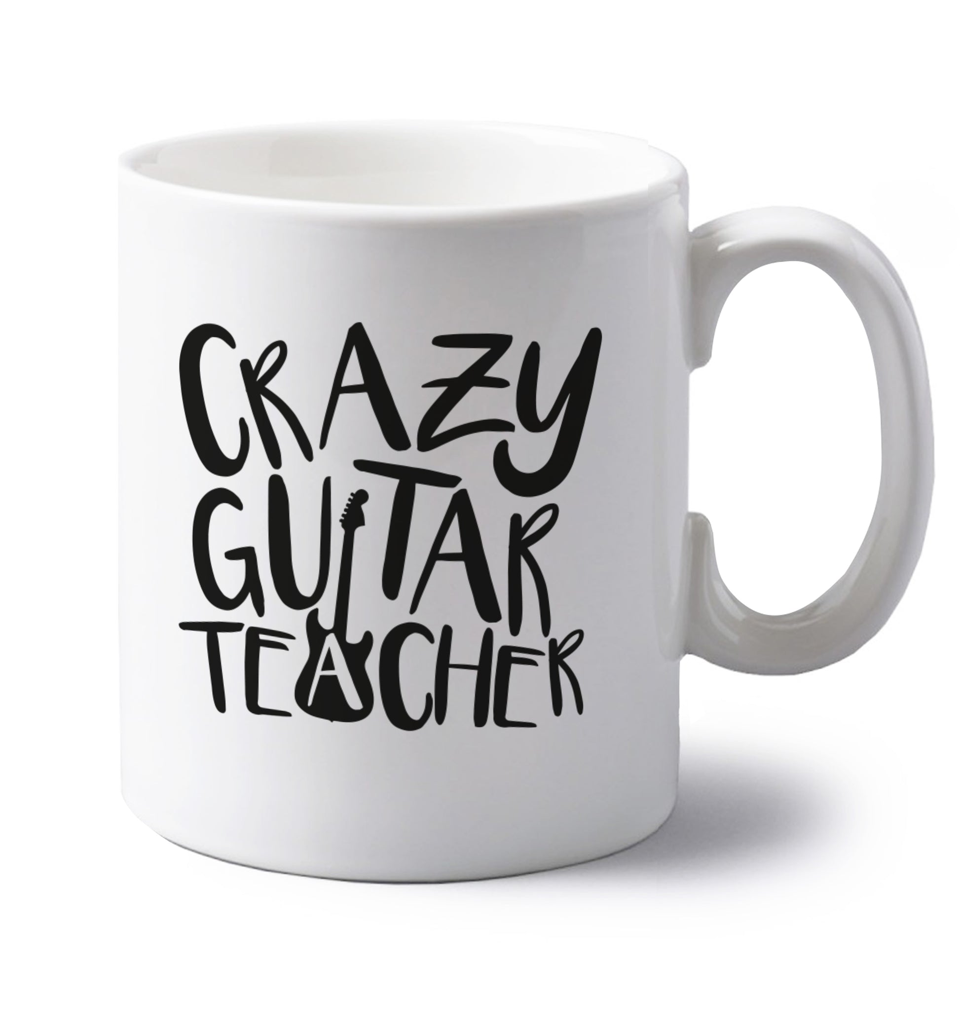 Crazy guitar teacher left handed white ceramic mug 