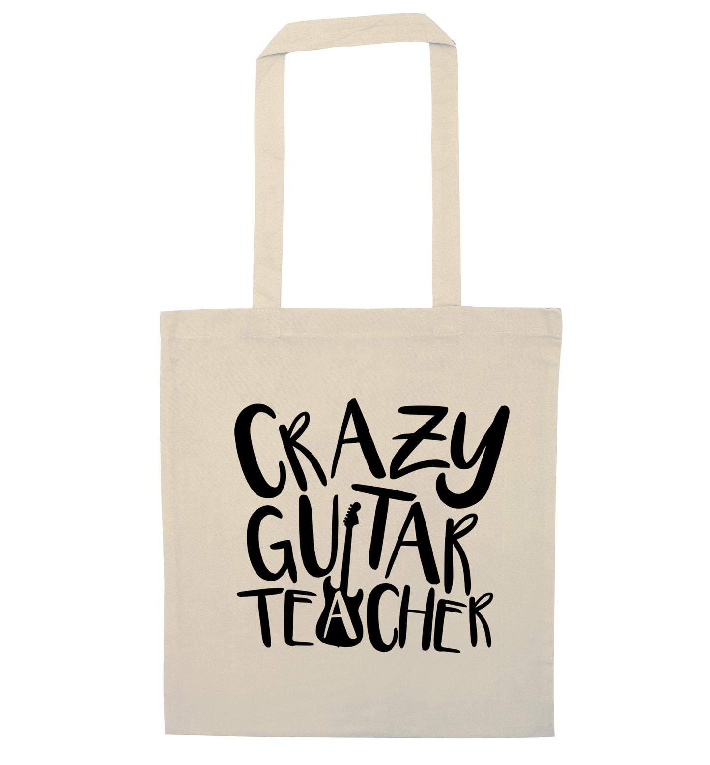 Crazy guitar teacher natural tote bag