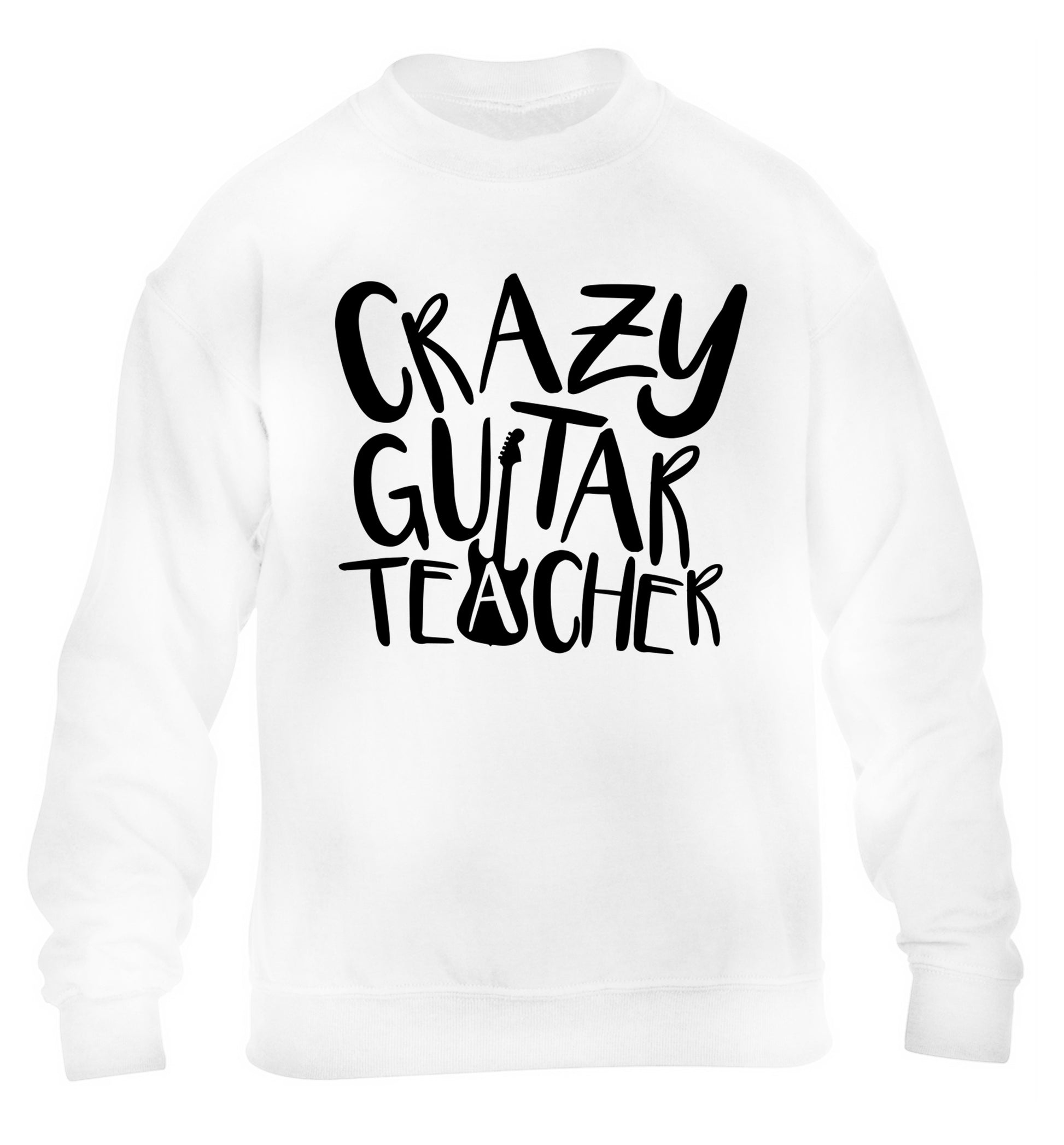 Crazy guitar teacher children's white sweater 12-13 Years