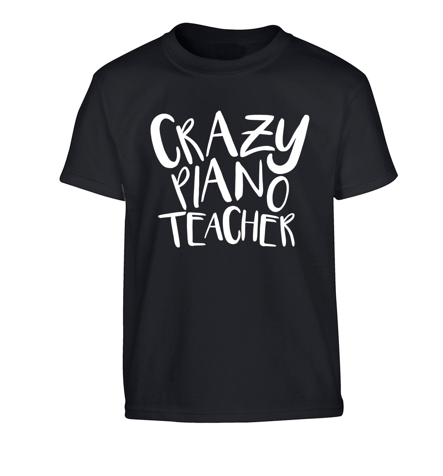 Crazy piano teacher Children's black Tshirt 12-13 Years