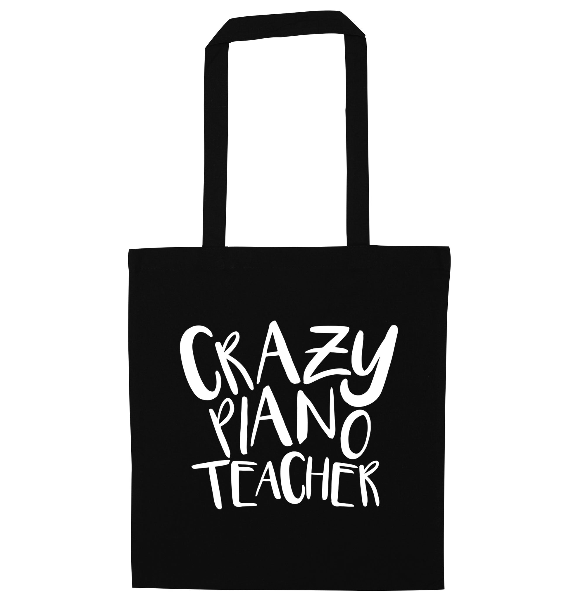 Crazy piano teacher black tote bag