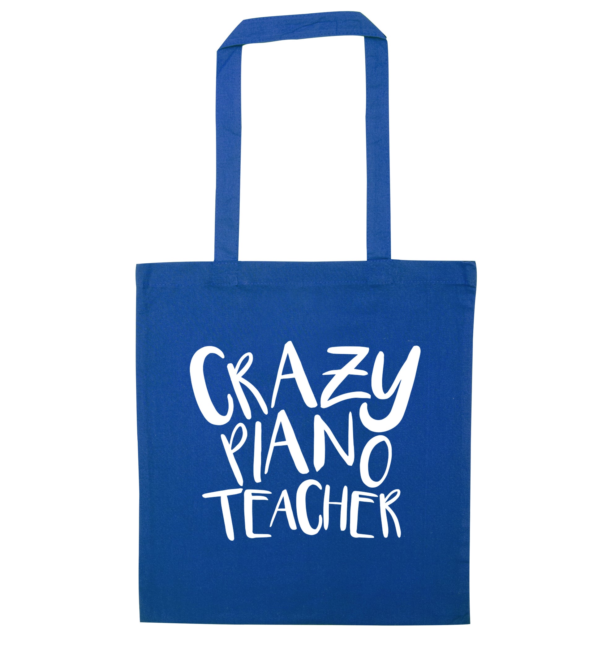 Crazy piano teacher blue tote bag