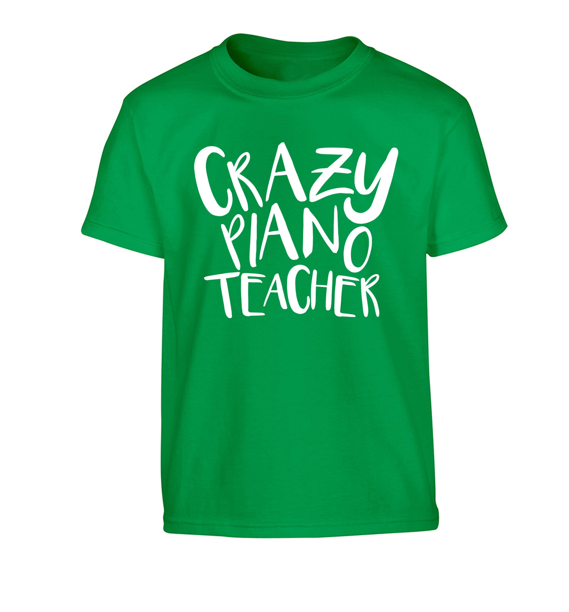 Crazy piano teacher Children's green Tshirt 12-13 Years