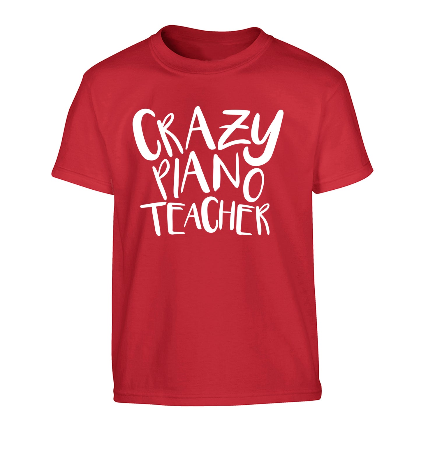 Crazy piano teacher Children's red Tshirt 12-13 Years