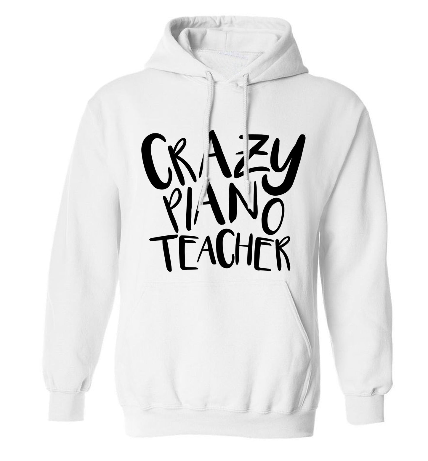 Crazy piano teacher adults unisex white hoodie 2XL