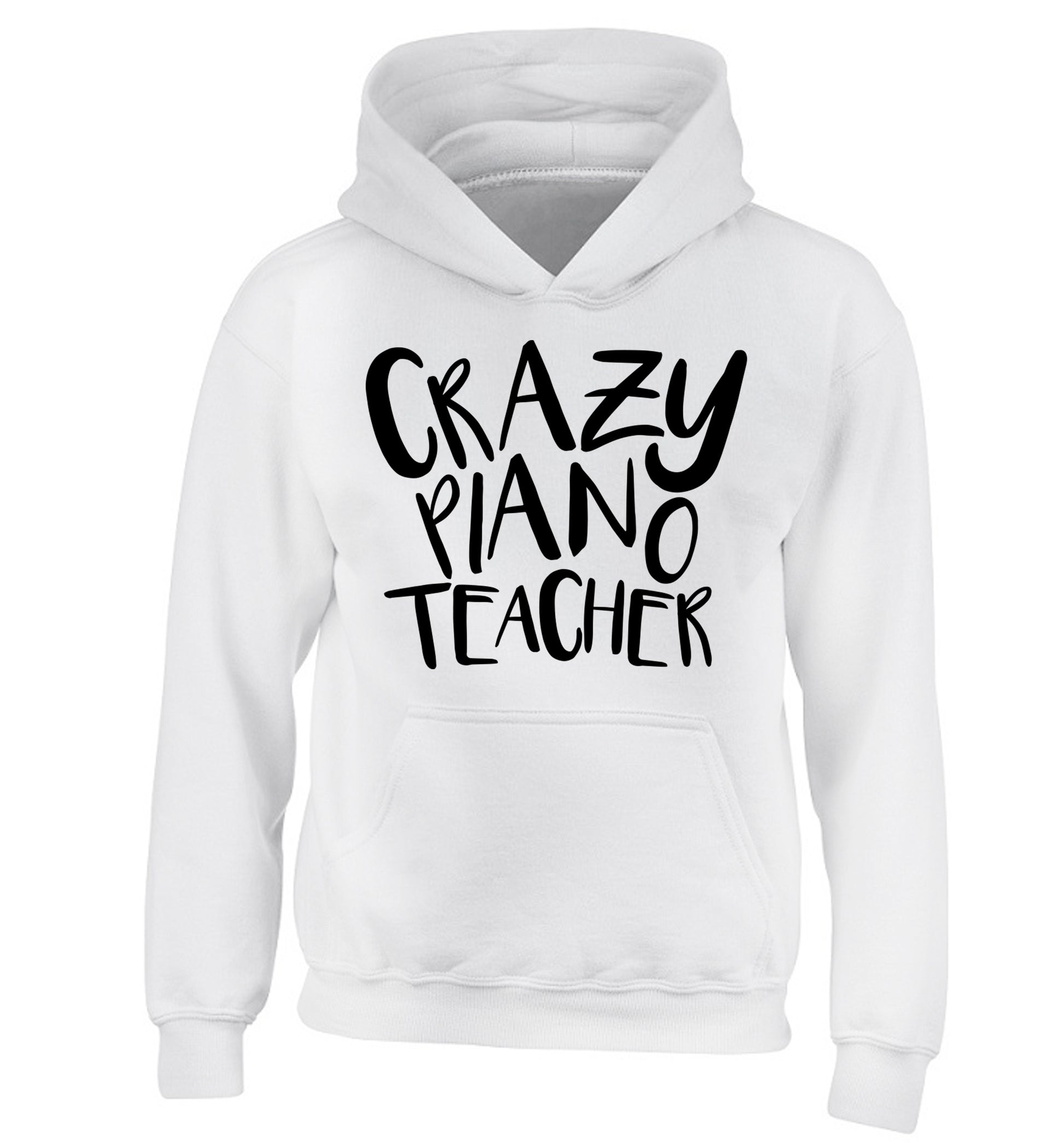 Crazy piano teacher children's white hoodie 12-13 Years