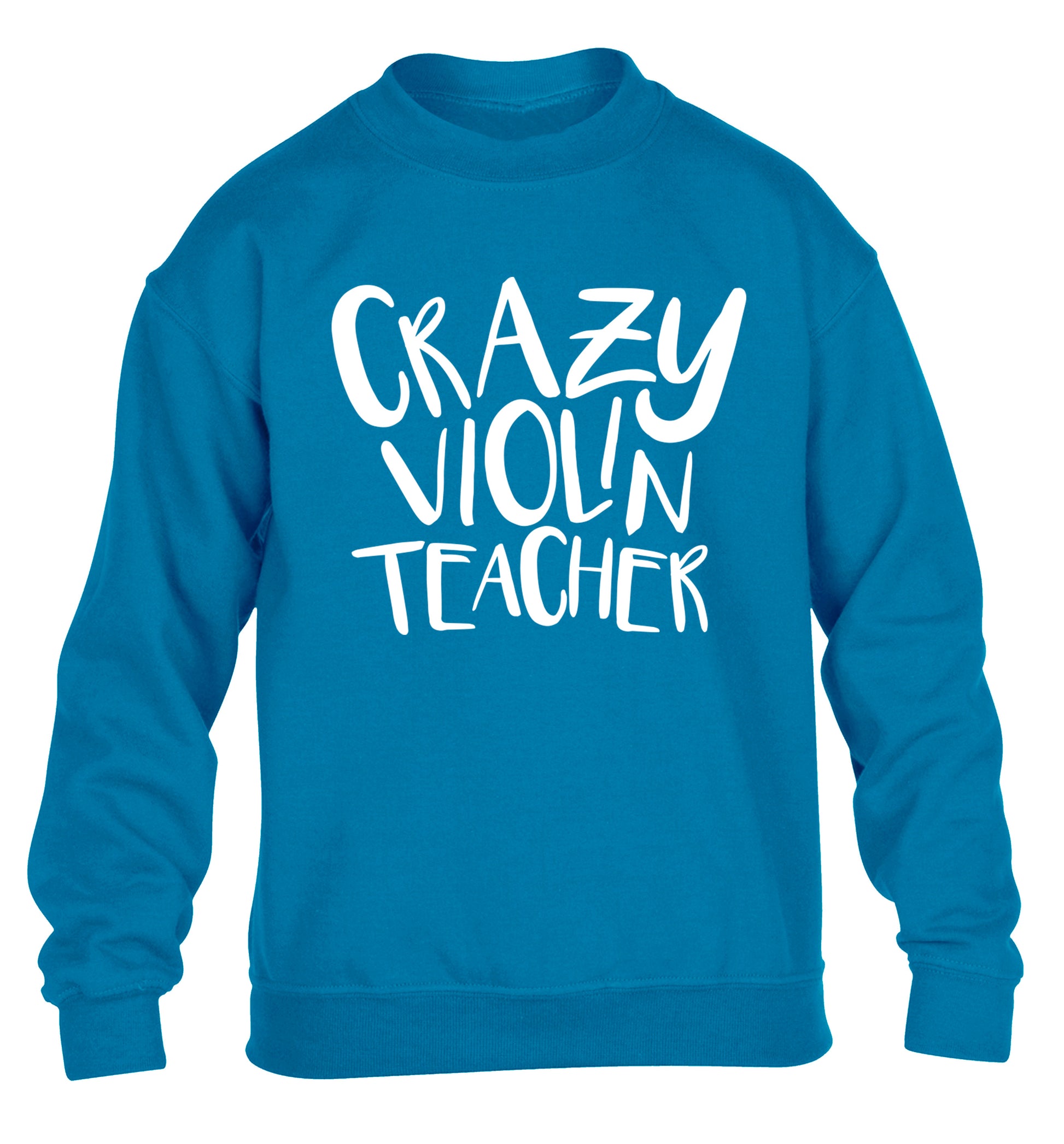 Crazy violin teacher children's blue sweater 12-13 Years