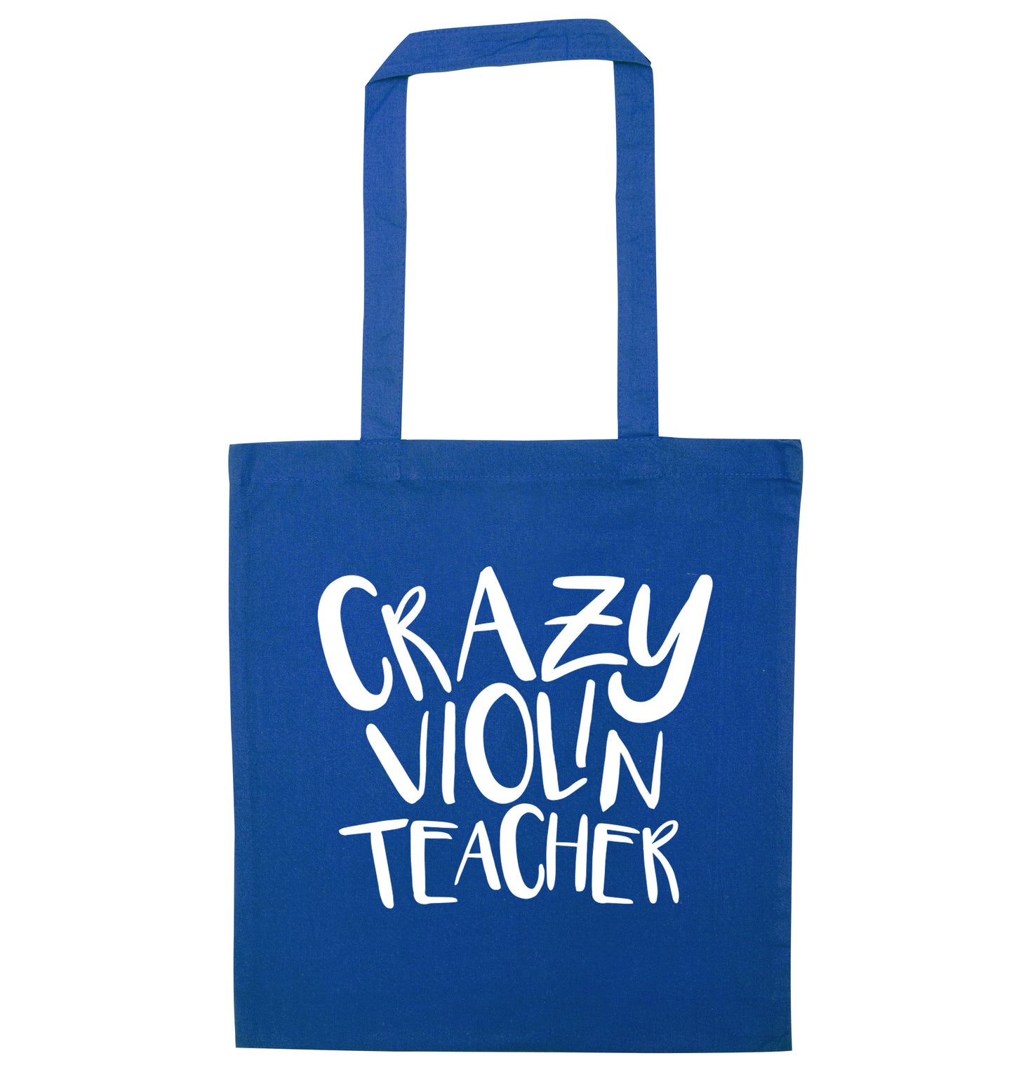 Crazy violin teacher blue tote bag