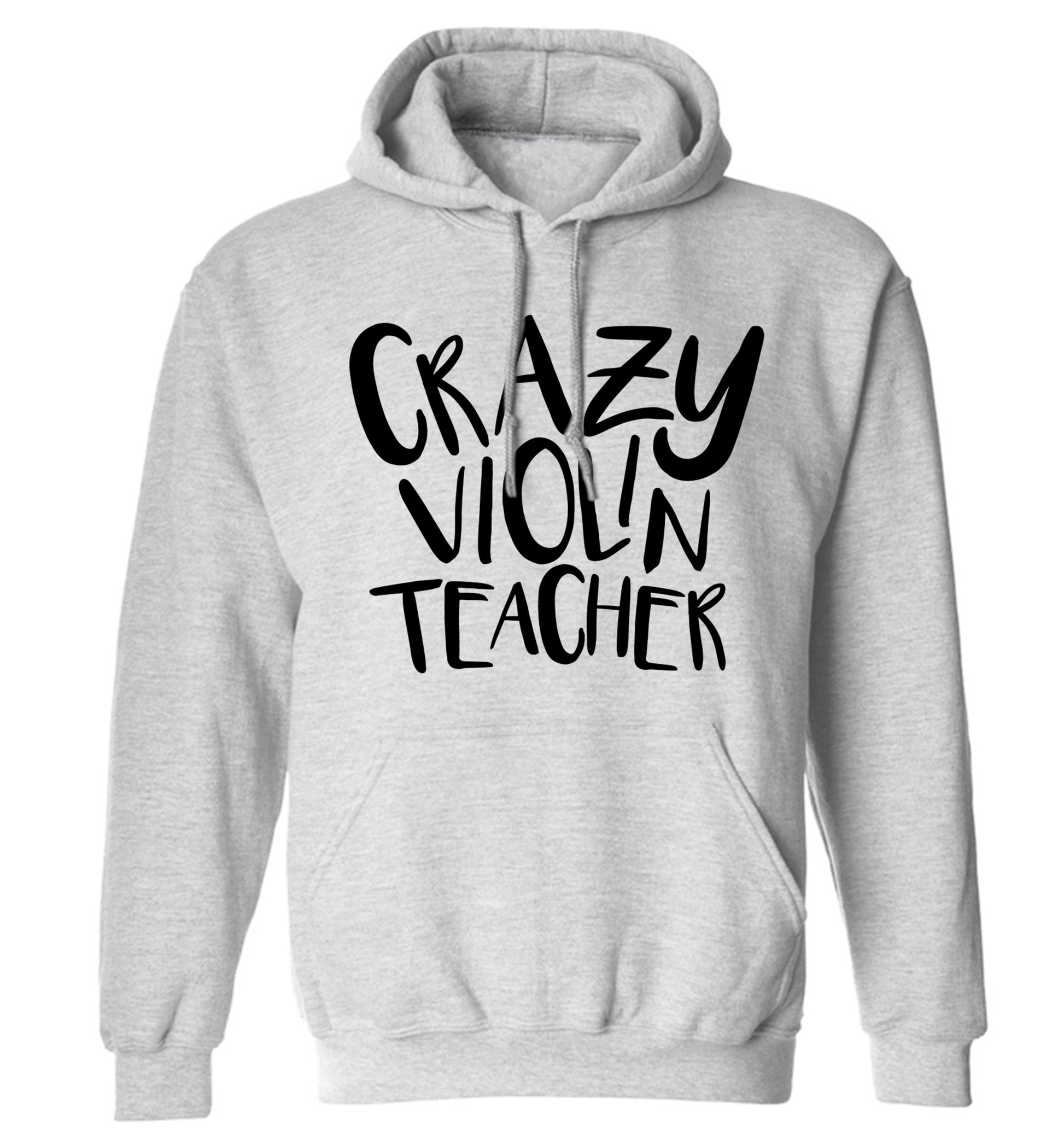 Crazy violin teacher adults unisex grey hoodie 2XL