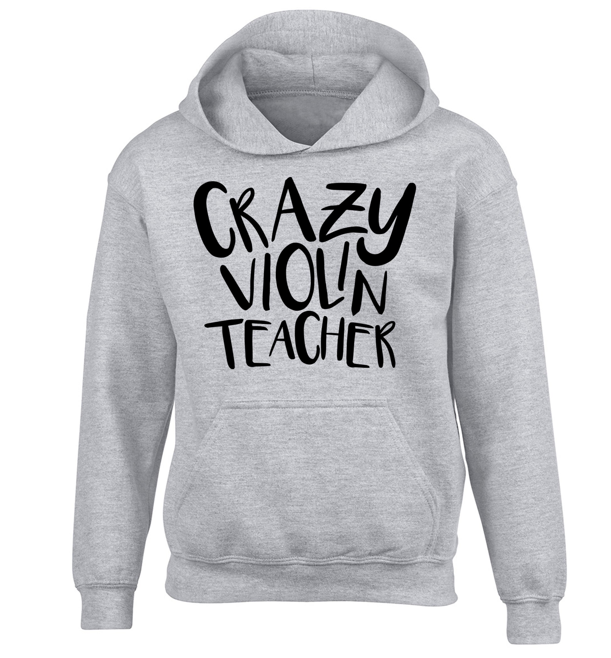 Crazy violin teacher children's grey hoodie 12-13 Years