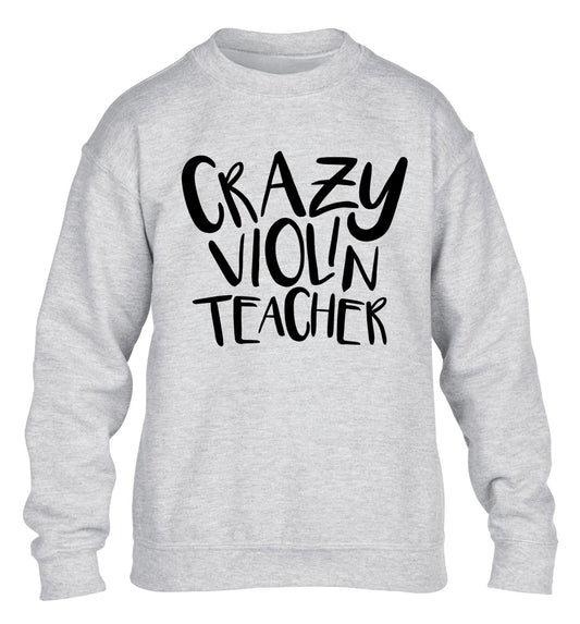 Crazy violin teacher children's grey sweater 12-13 Years