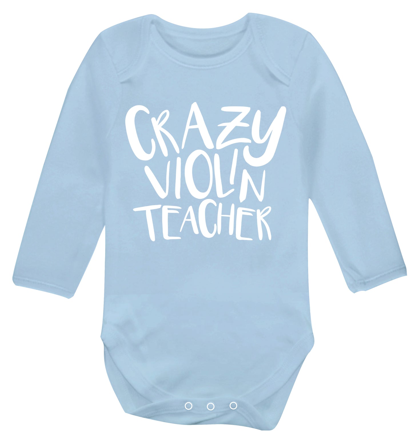 Crazy violin teacher Baby Vest long sleeved pale blue 6-12 months