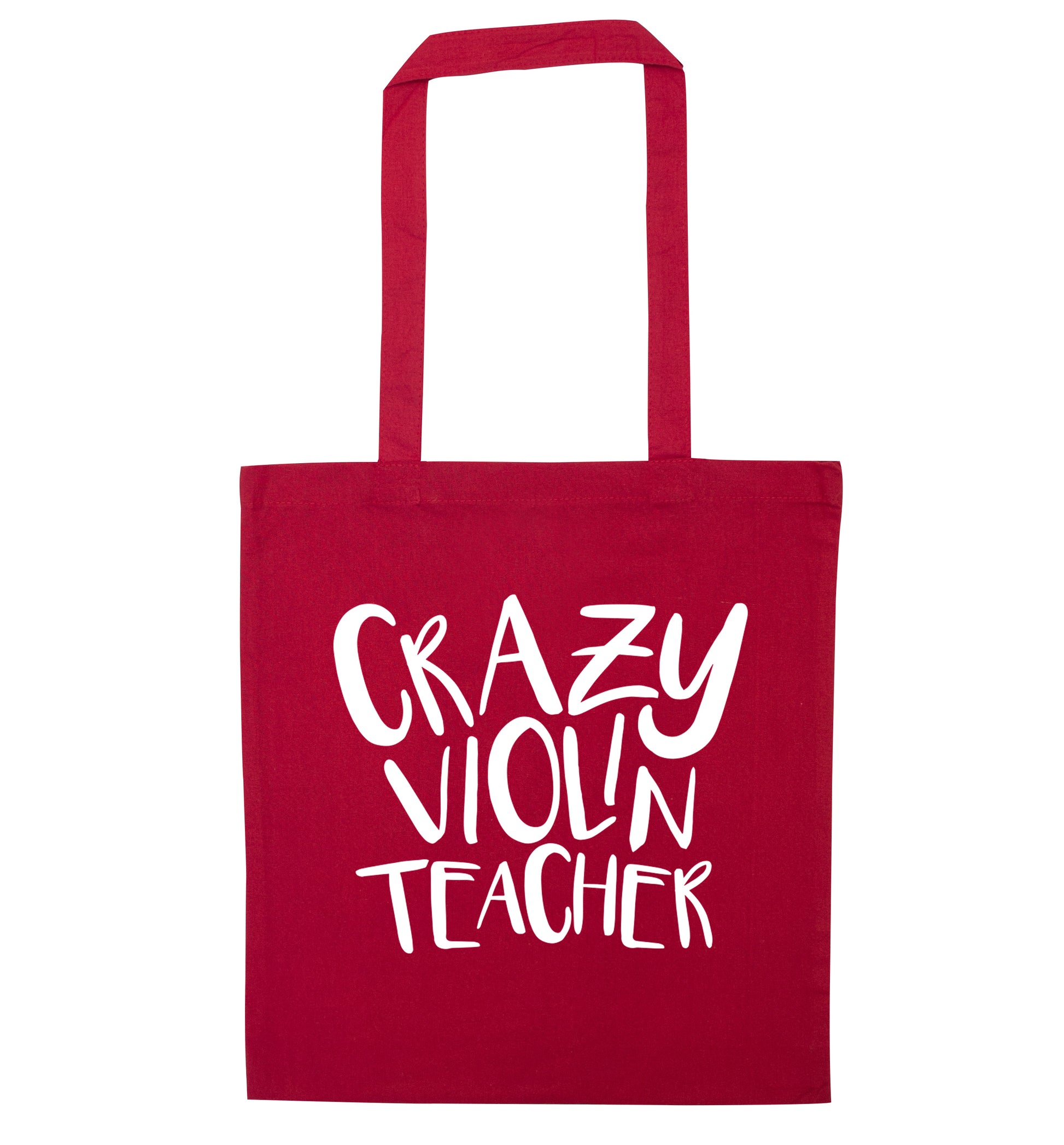 Crazy violin teacher red tote bag