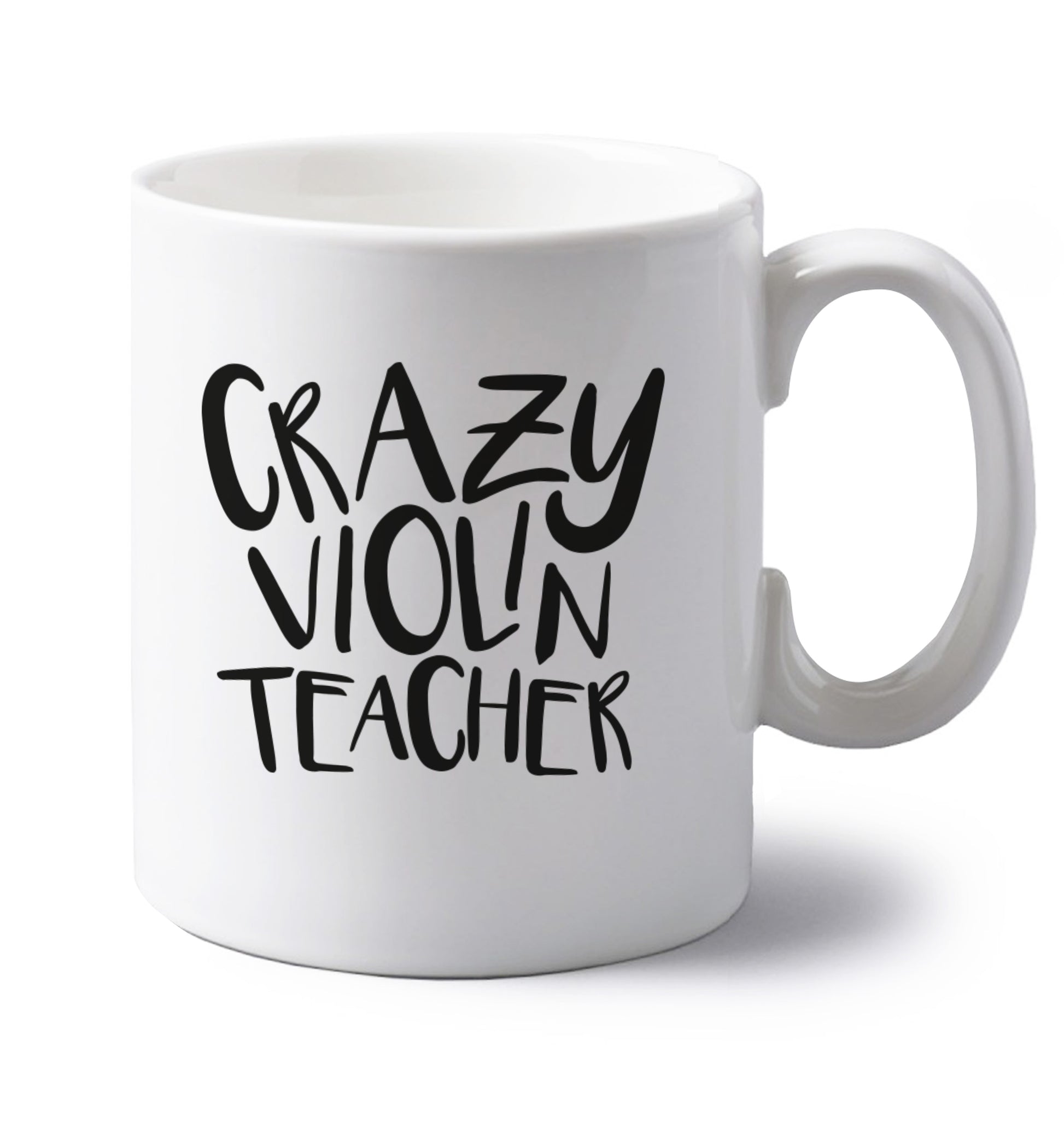 Crazy violin teacher left handed white ceramic mug 
