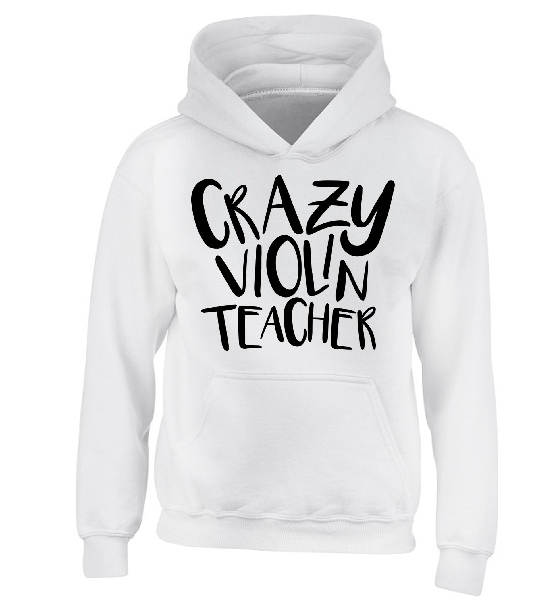 Crazy violin teacher children's white hoodie 12-13 Years
