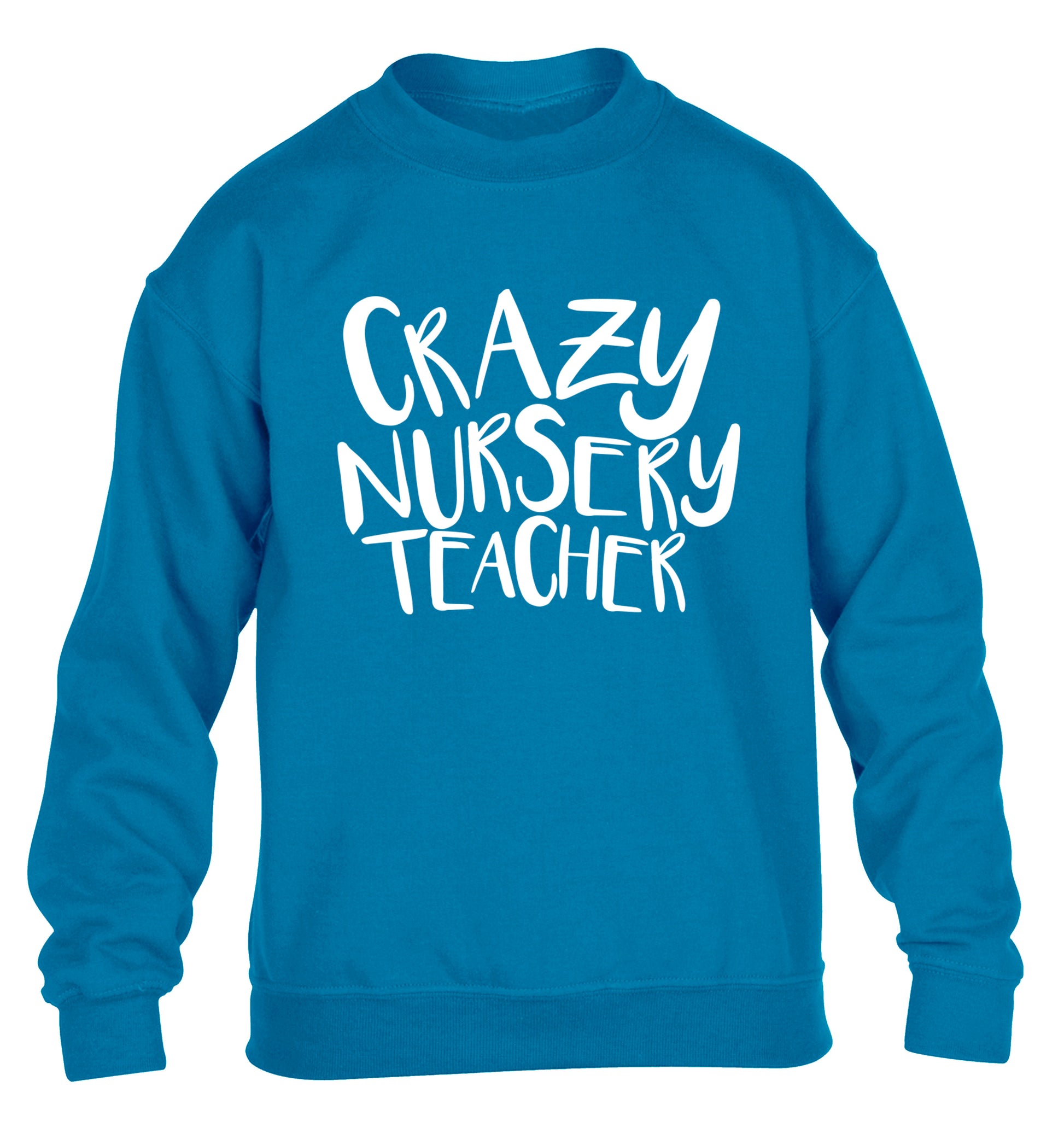 Crazy nursery teacher children's blue sweater 12-13 Years