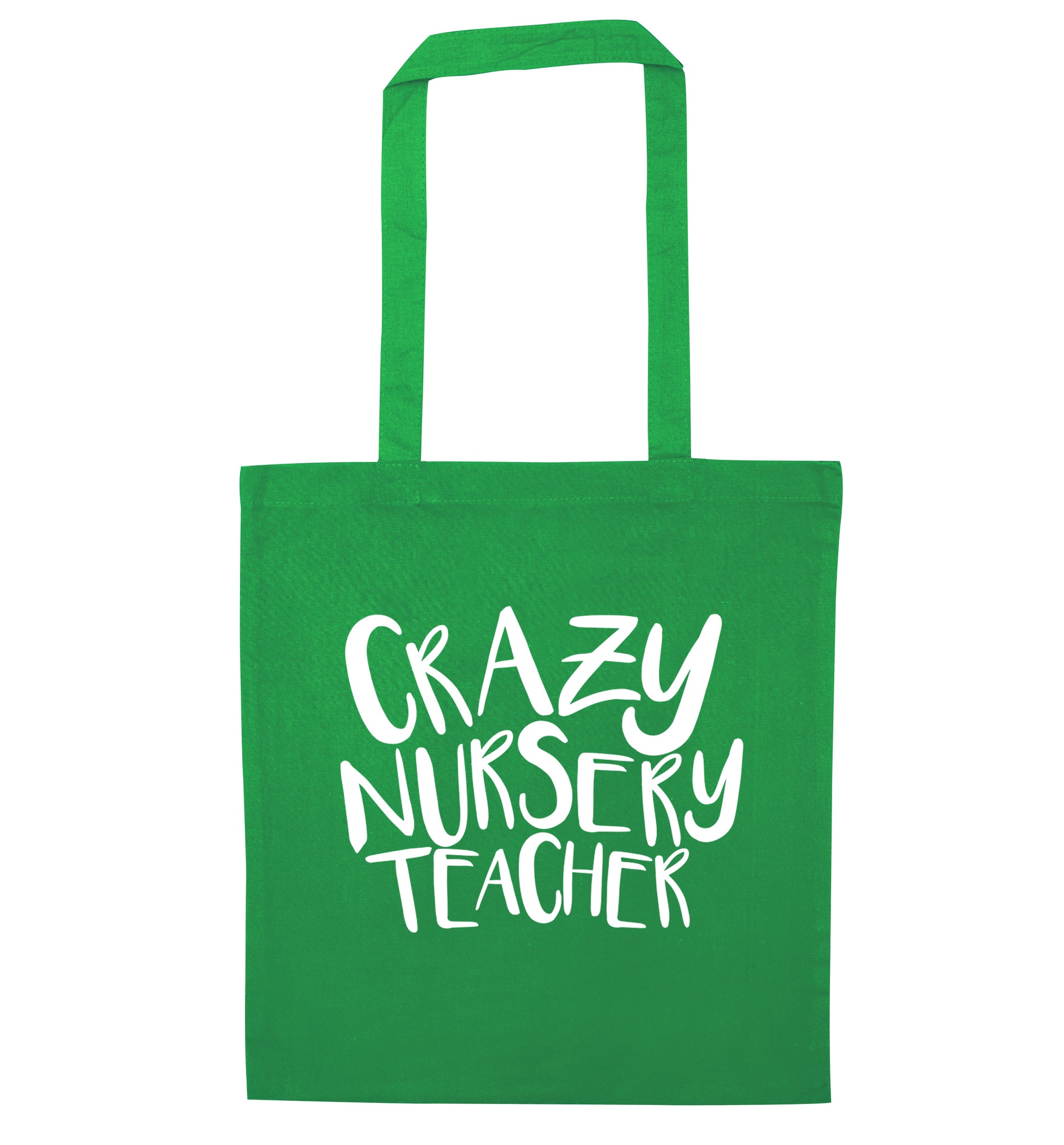 Crazy nursery teacher green tote bag