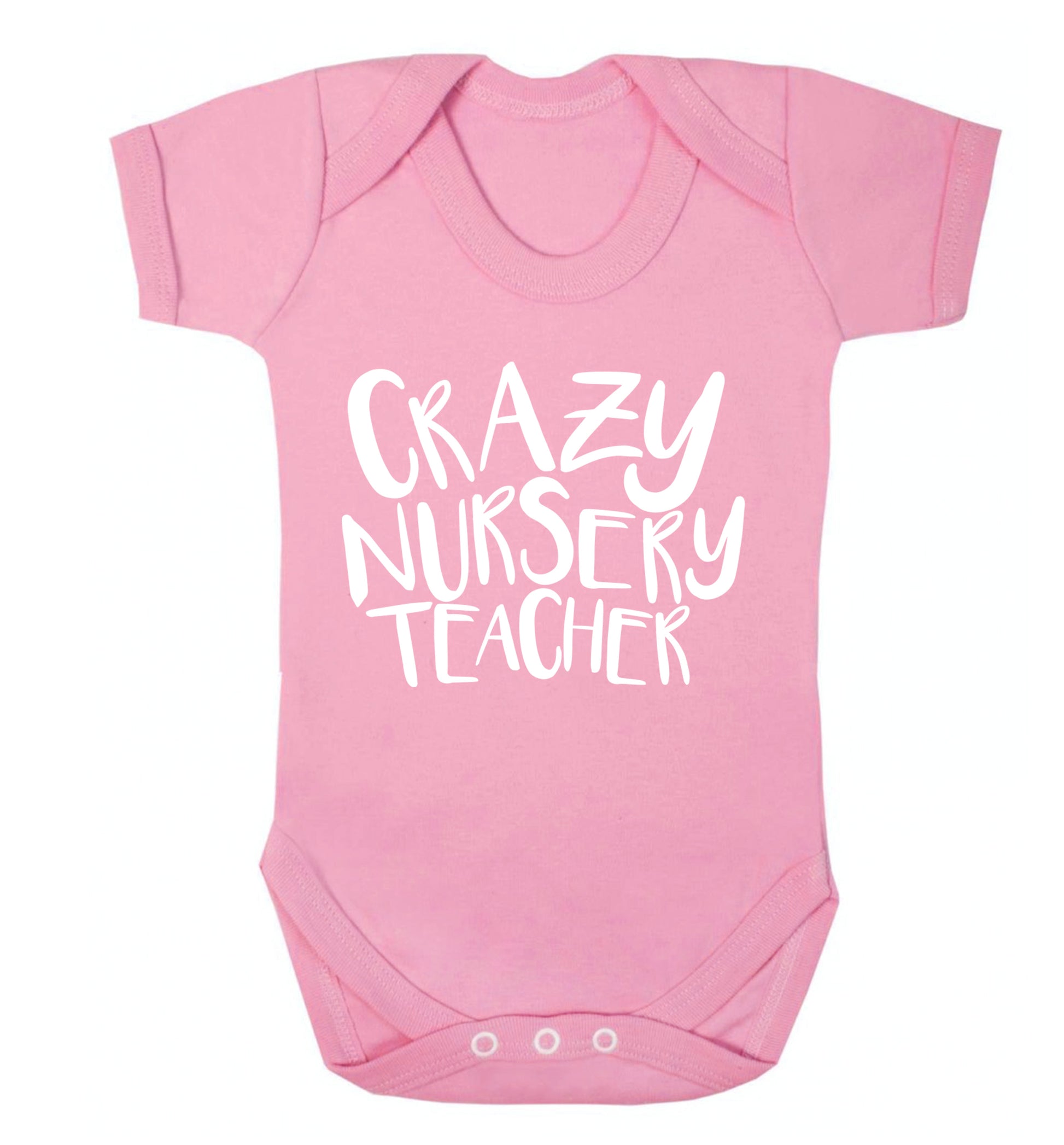 Crazy nursery teacher Baby Vest pale pink 18-24 months