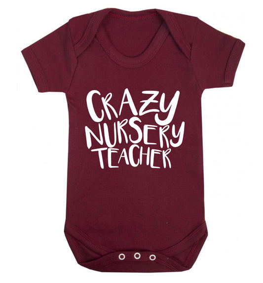 Crazy nursery teacher Baby Vest maroon 18-24 months