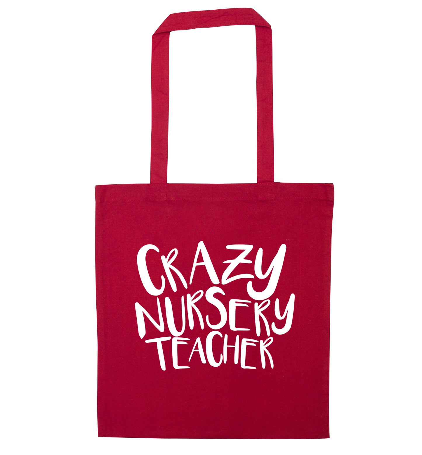 Crazy nursery teacher red tote bag