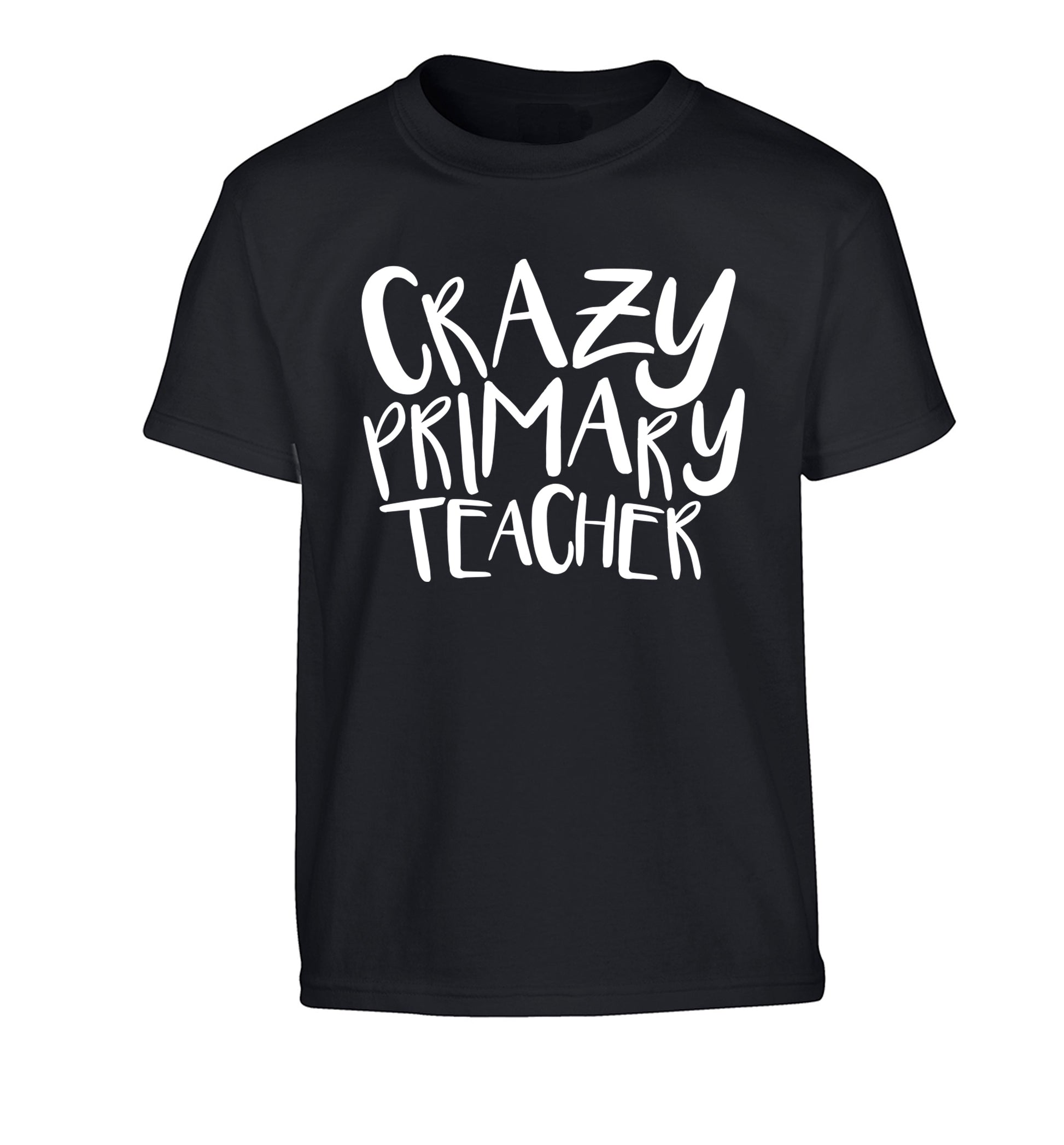 Crazy primary teacher Children's black Tshirt 12-13 Years