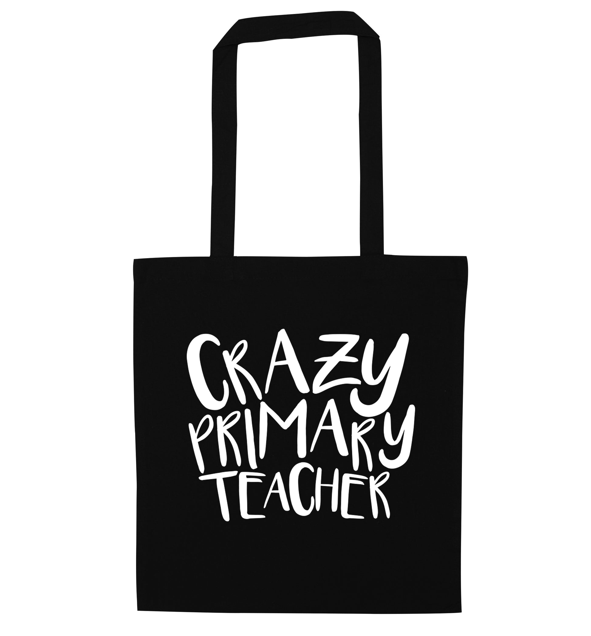 Crazy primary teacher black tote bag