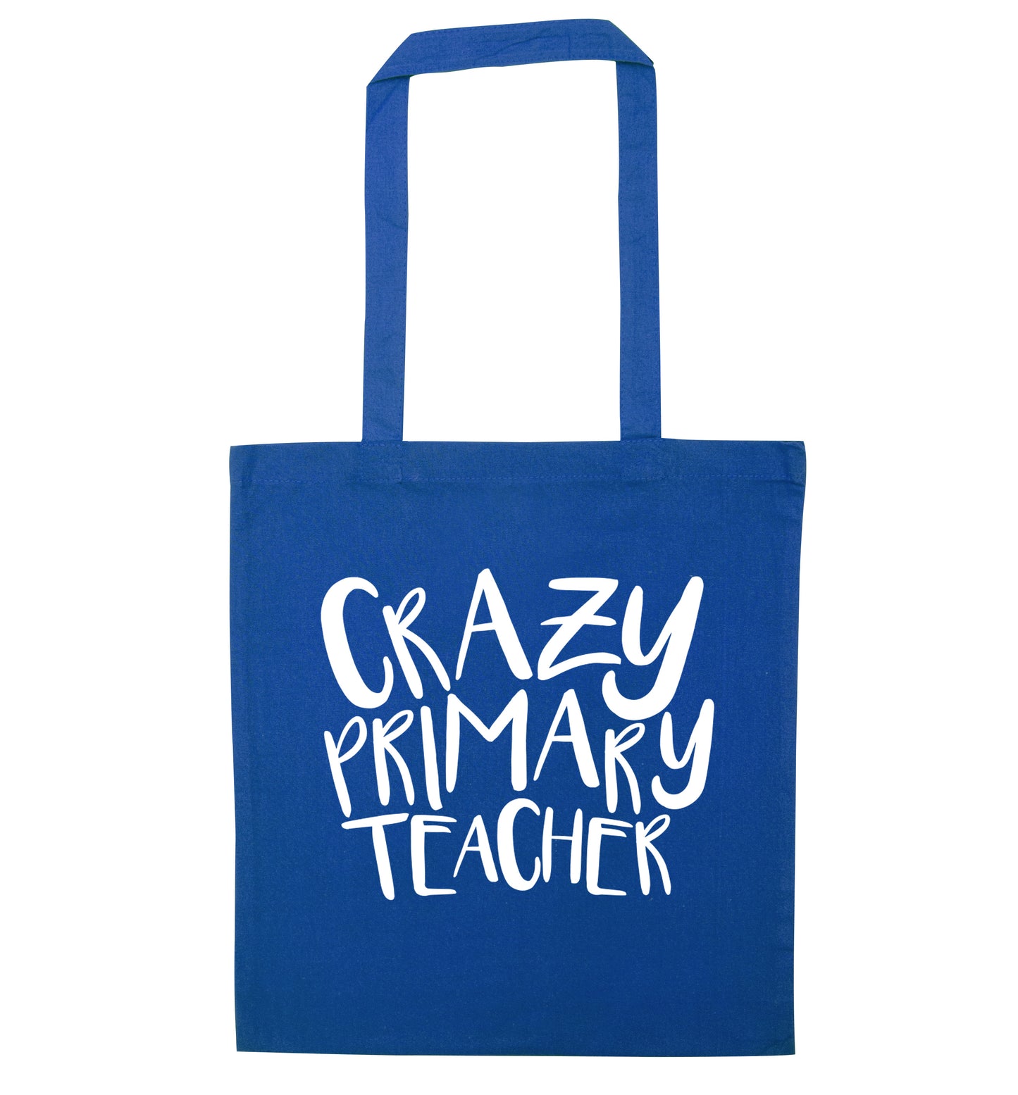 Crazy primary teacher blue tote bag