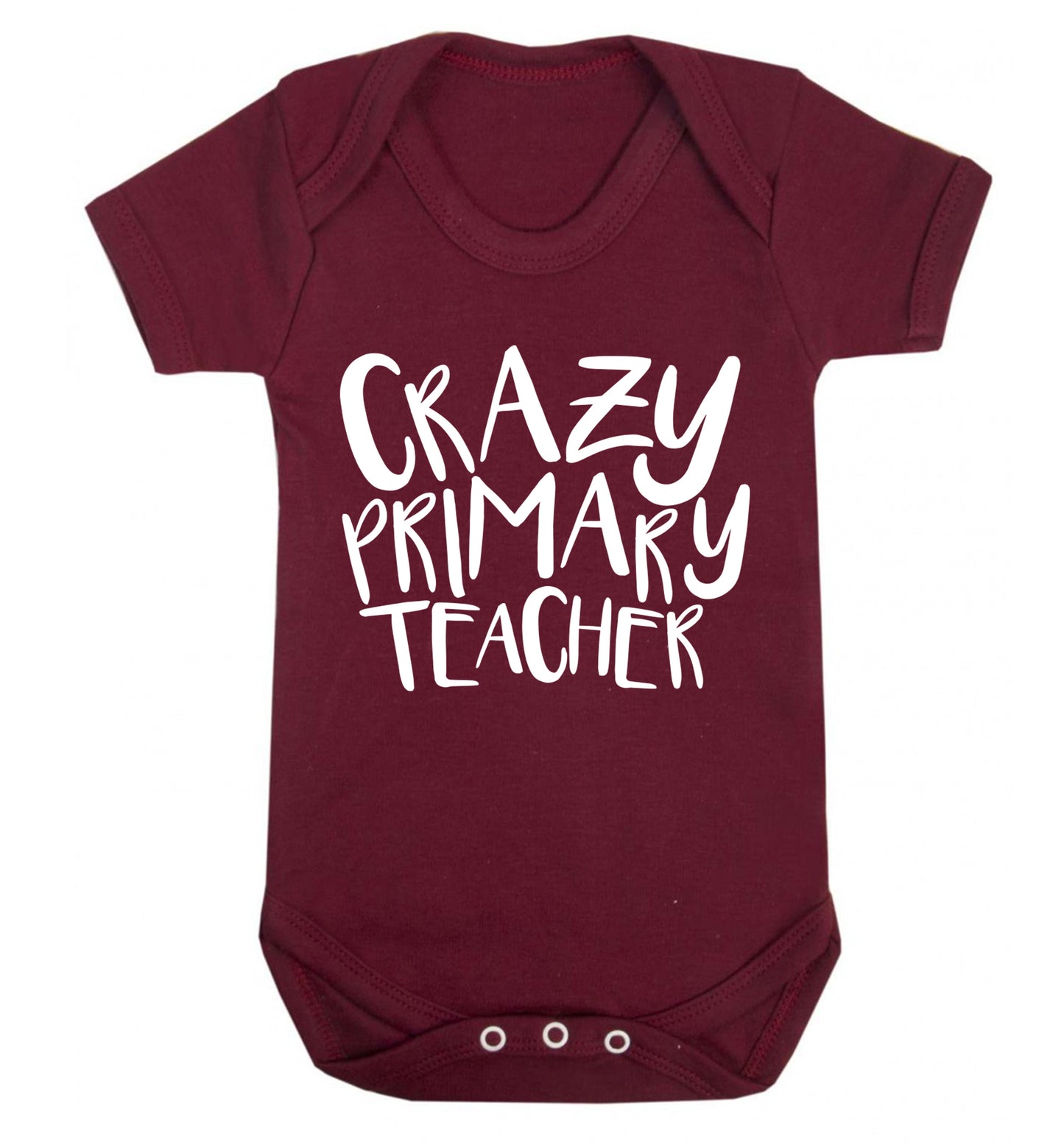 Crazy primary teacher Baby Vest maroon 18-24 months