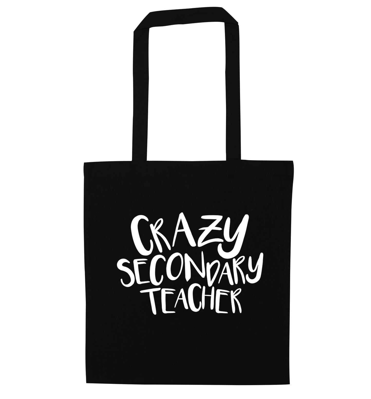 Crazy secondary teacher black tote bag