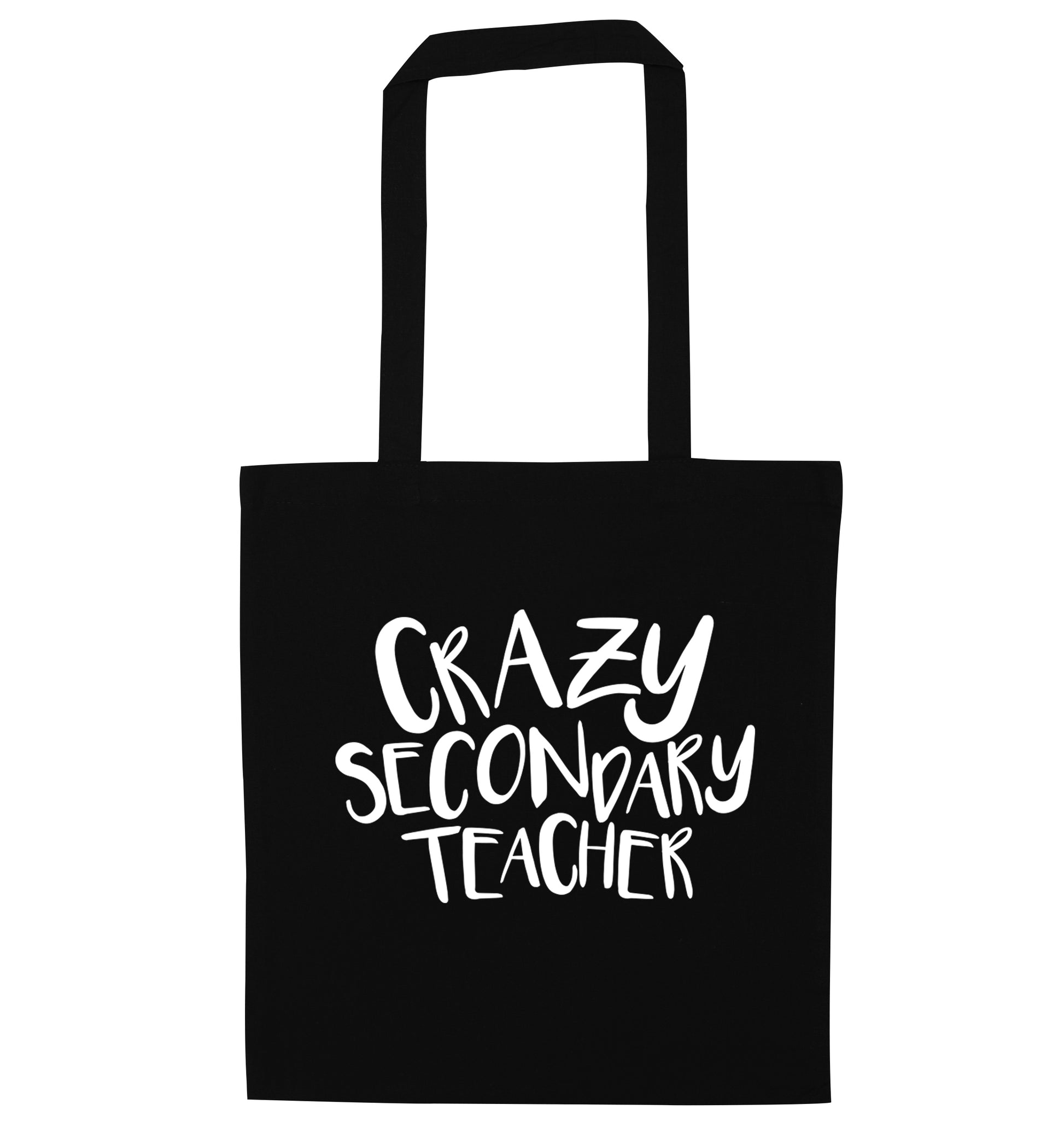 Crazy secondary teacher black tote bag